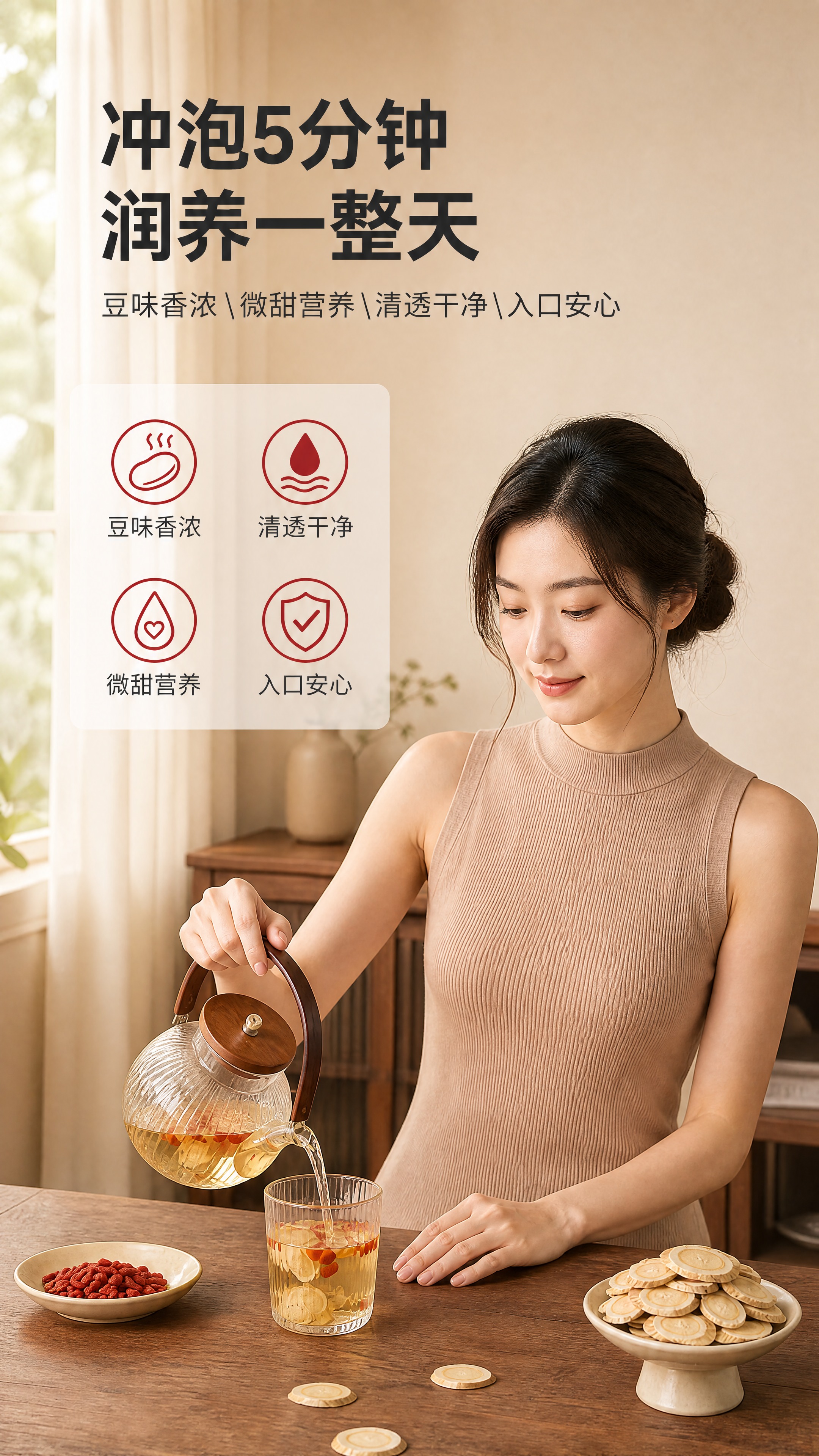 [商品] 使用【图10】女模特倒水冲泡场景+左侧四大卖点ico… - 图片创意预览