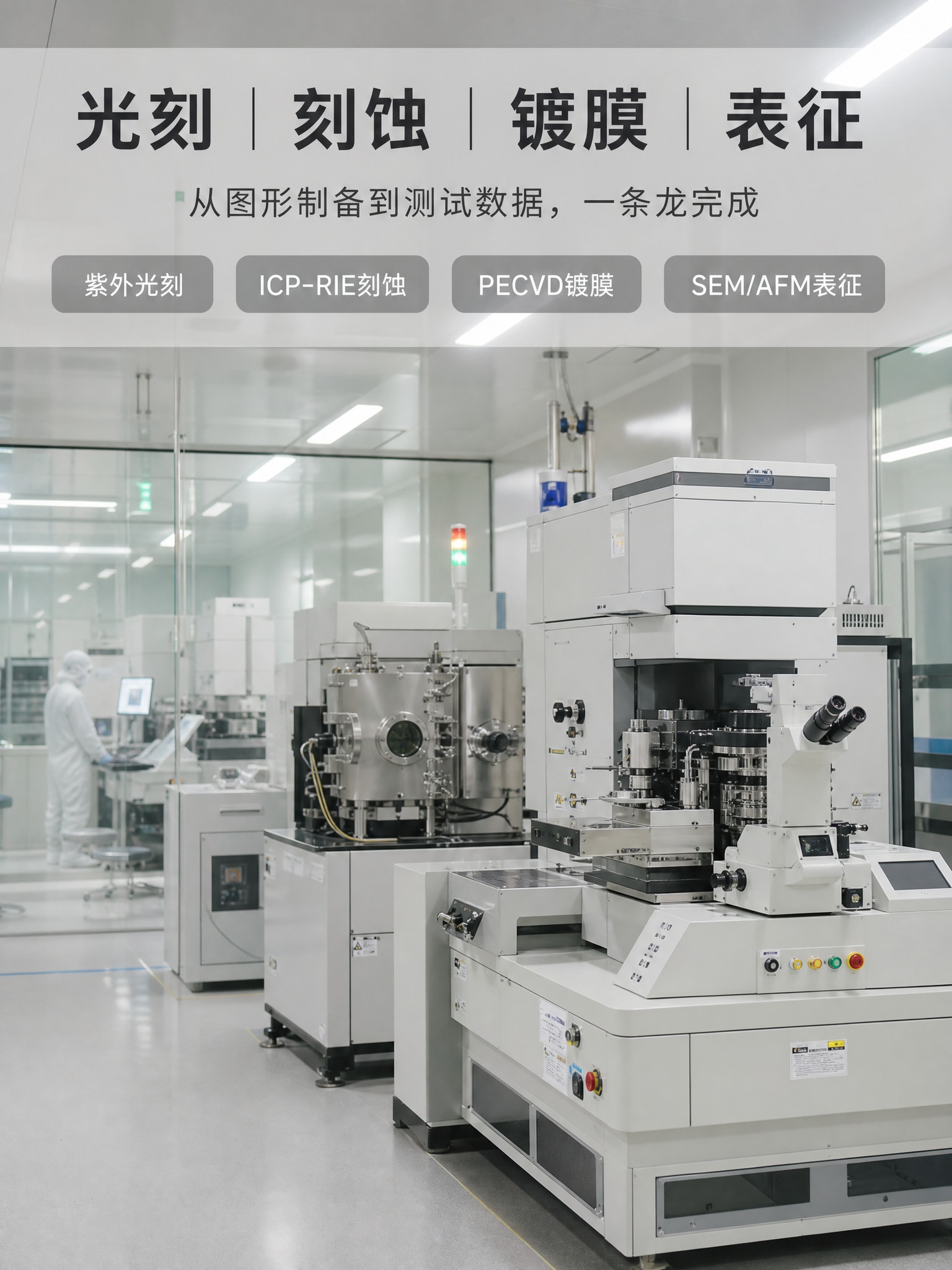 3:4竖版真实半导体洁净间纪实实拍，玻璃隔断，洁净柔和顶灯，远… - 图片创意预览