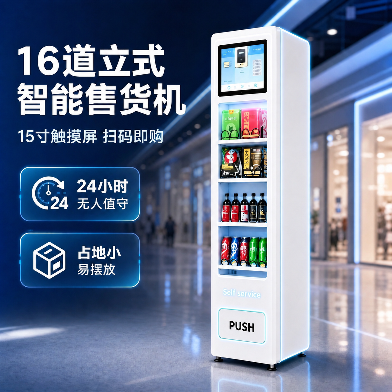 去掉售货机机体右侧的长条形镂空凹槽，将该位置修复为与机身一致的… - 图片创意预览