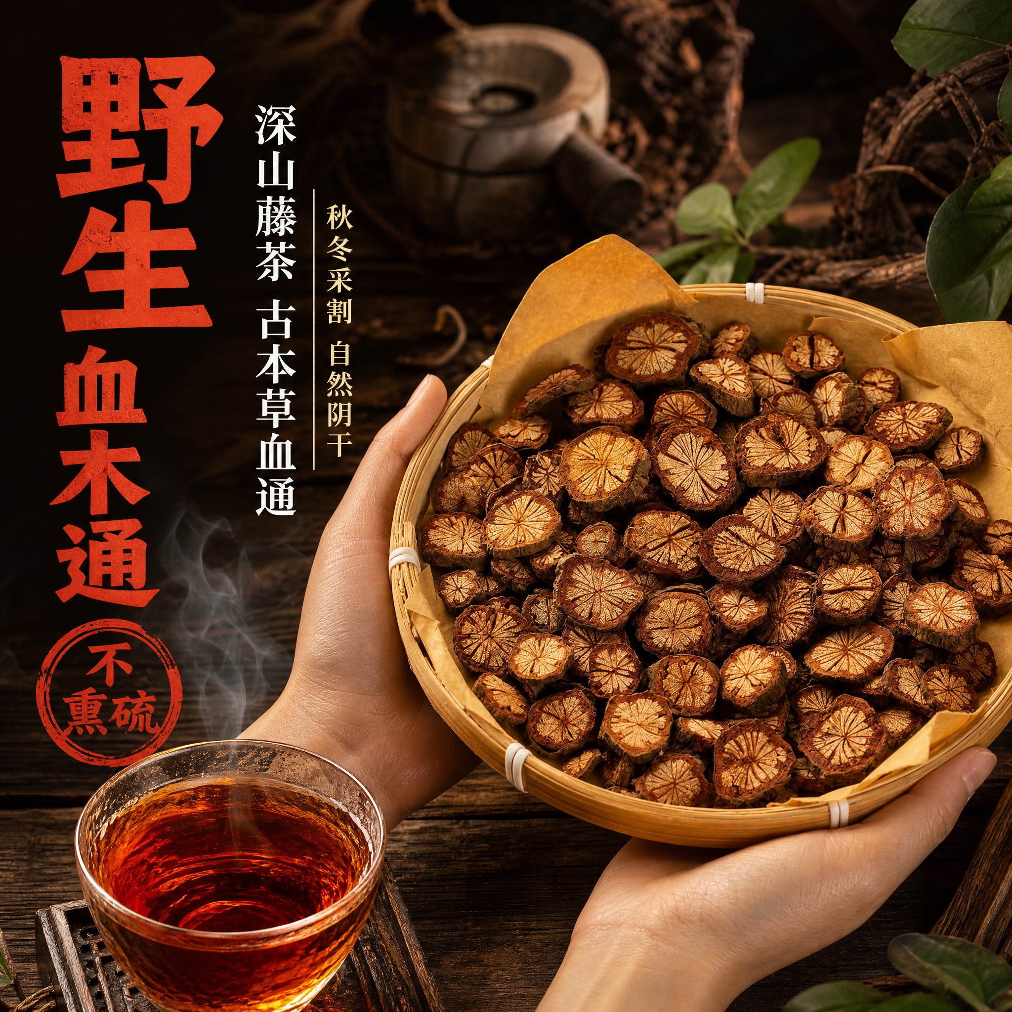 [主图-1] 野生血木通首图点击率，深山草本养生茶饮主题，突出… - 图片创意预览