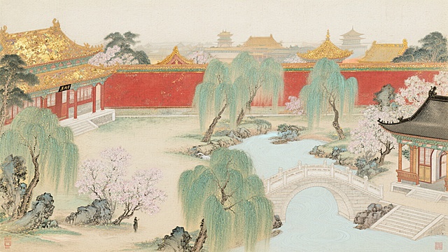 帮我生成图片：初唐四杰 AI 绘画生成方案（公众号图文专用） 整体风格统一：淡彩写意、清雅古画质感、适合公众号配图竖版 / 横版都可，不出现诗句文字，只用代表作意境作画，一人一张，共 4 张。 一、王勃 代表作《滕王阁序》意境图 画面构思 秋日江渚滕王阁远景，临江楼阁依山而建，江面秋水共长天一色，落霞孤鹜齐飞，远山薄雾、芦苇汀洲，古风写意水墨，色调清冷雅致，留白高级，无人物，纯山水楼阁意境。 AI 提示词 国风水墨写意，初唐滕王阁远景，临江高耸古楼阁，秋日晚霞，秋水共长天一色，江面烟波浩渺，孤鹜飞鸟掠过天际，远山含黛薄雾缭绕，岸边芦苇草木，淡雅青灰古风色调，留白构图，无人物，无文字，古画质感，极简国风，高清 8K，适合公众号图文配图 二、杨炯 代表作《从军行》意境图 画面构思 边塞大漠风光，苍茫戈壁远山，边关城楼耸立，长风流云，枯草荒原，落日孤城氛围，肃静雄浑，水墨淡彩边塞风，无人物，只绘边关山河苍凉意境。 AI 提示词 国风水墨边塞写意，初唐边关孤城，大漠戈壁荒原，连绵远山，落日残霞，长风流云，枯黄野草漫地，边关古楼伫立，画面雄浑苍凉，淡雅水墨色调，留白构图，无人物无士兵，无文字，古风水墨山水画，高清 8K，公众号配图 三、卢照邻 代表作《长安古意》意境图 画面构思 盛唐长安市井宫苑远景，青砖古街、朱红宫墙、亭台楼阁、垂柳繁花，曲水廊桥，春日繁华烟柳氛围，古都雅致氛围感，不画市井人物，只绘长安建筑园林盛景。 AI 提示词 国风水墨淡彩，初唐长安城宫苑园林，朱红宫墙亭台楼阁，垂柳依依，春日繁花盛放，曲水廊桥掩映林间，古道青砖薄雾，繁华清雅古都意境，柔和古风暖色调，留白构图，无人物无市井行人，无文字，古画肌理，高清 8K，公众号图文封面配图 四、骆宾王 代表作《咏鹅》意境图 画面构思 青碧池塘，垂柳依岸，碧波春水，白鹅浮于湖面，荷叶浮萍点缀，江南春日水乡小景，清新灵动水墨风，柔和治愈古风，简约雅致。 AI 提示词 国风清新水墨画，江南春日池塘，垂柳岸边拂水，碧水清波，几只白鹅浮游湖面，浮萍荷叶点缀水面，远山浅淡薄雾，绿意盎然清雅意境，柔和青绿色调，极简留白，无人物，无文字，童趣古风写意，高清 8K，公众号文艺配图 额外通用建议 生成比例：公众号配图建议横版 16:9 或 竖版 9:16，复制提示词后可在末尾加一句：画面比例 16:9 风格统一：全部选「古风写意、无文案文字」，四张排版公众号风格超级统一。