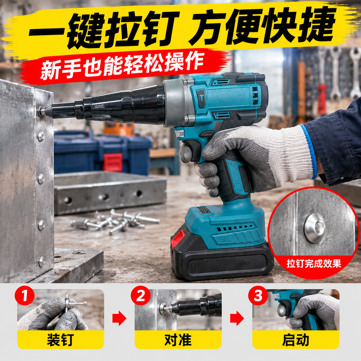 [主图-4] 使用操作场景 一键拉钉操作演示 [统一基调] 拼… - 图片创意预览