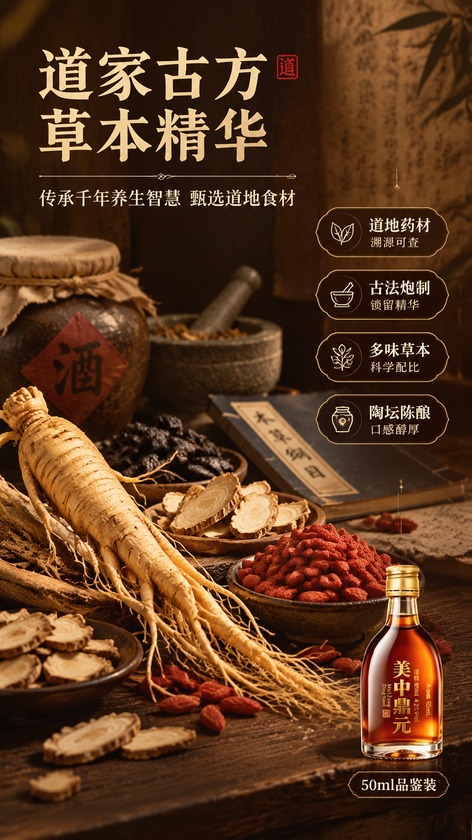 [商品] 使用【图1】美中鼎元50ml品鉴装酒瓶缩小置于画面右… - 图片创意预览