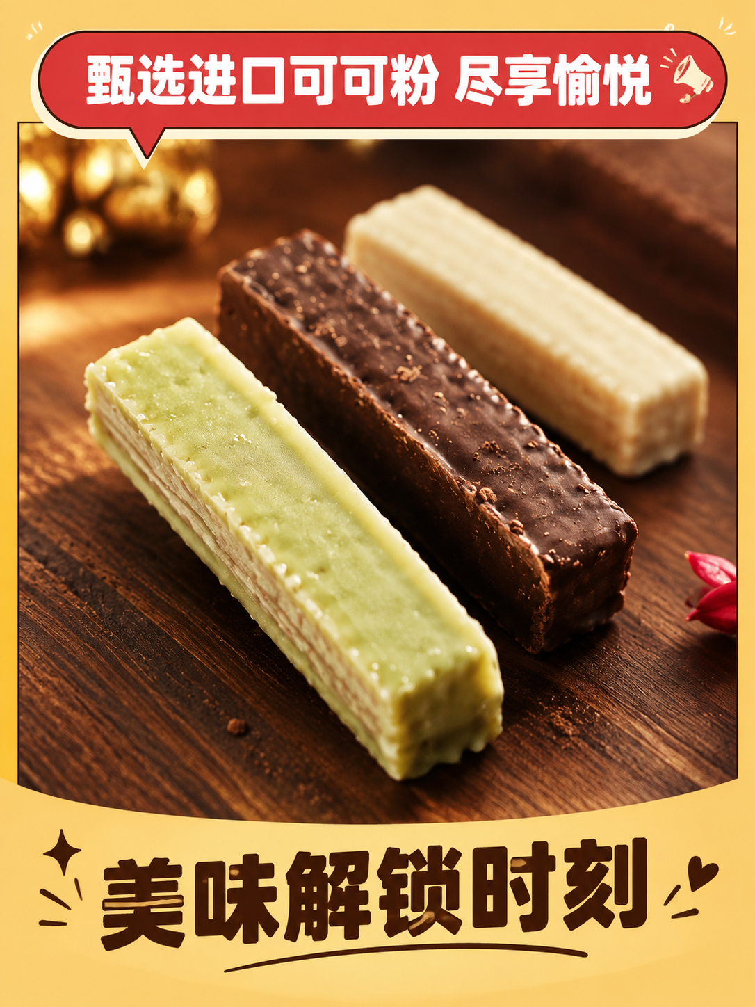 [商品] 使用【图6】3块不同口味脆脆鲨威化（抹茶味奶绿涂层在… - 图片创意预览
