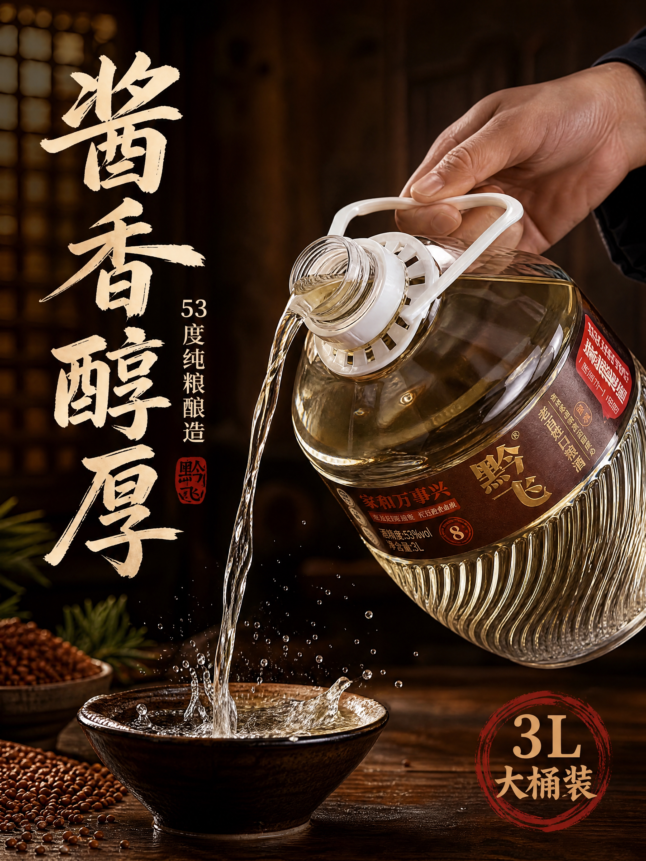 [主图-1] 首图点击率 桶装白酒倒酒场景诱惑图 [统一基调]… - 图片创意预览