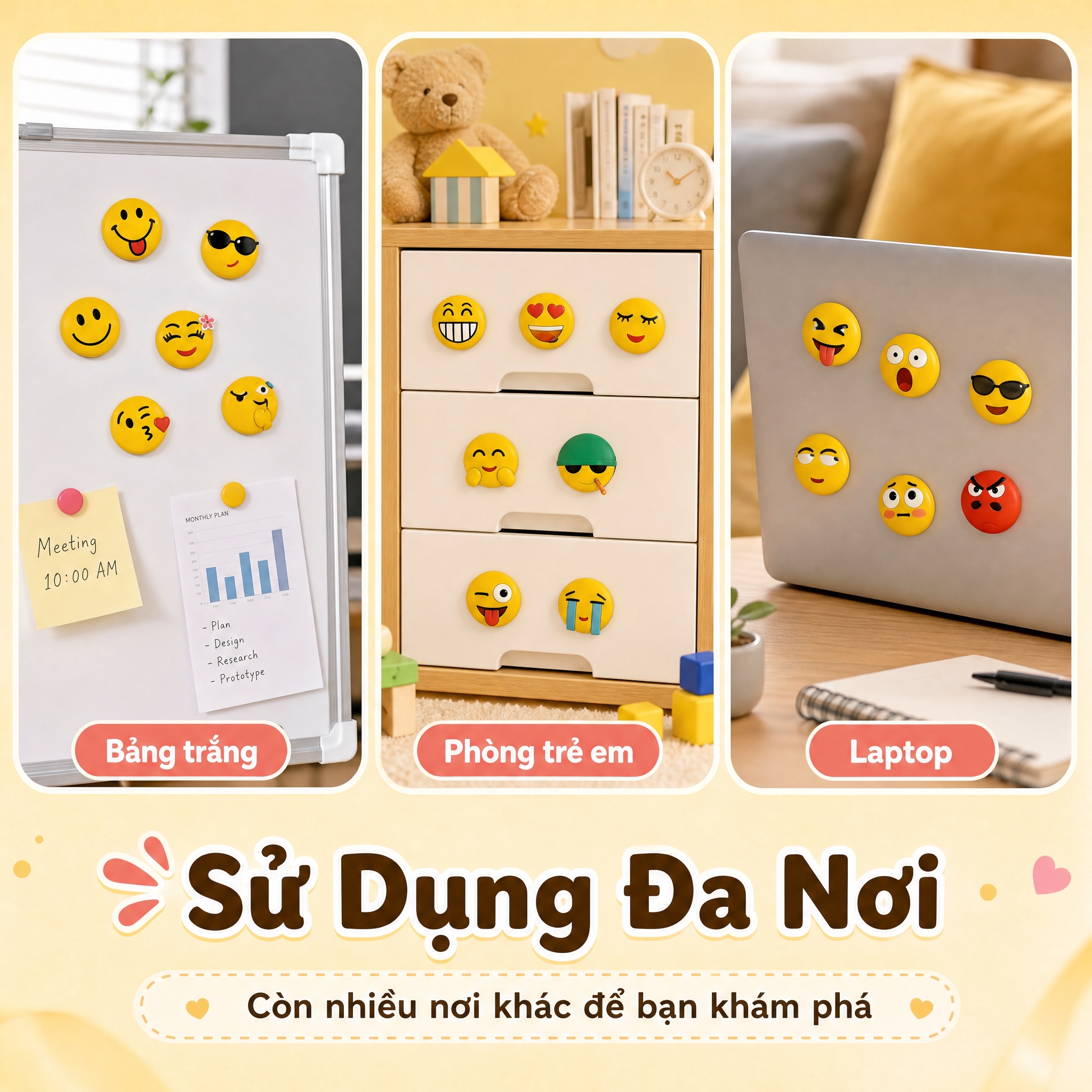 [主图-4] 多场景适用展示，用3宫格形式展示emoji冰箱贴… - 图片创意预览