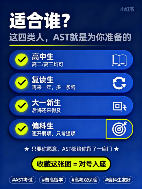 小红书竖屏海报，深蓝背景，深蓝色比背景浅一度的四个横向长条圆角矩形卡片等距排列，主色调深蓝色背景搭配白色文字和少量亮黄色点缀。整体设计高级通透，留白充足，文字采用标签式排列，传递包容低门槛的核心情绪。预览效果