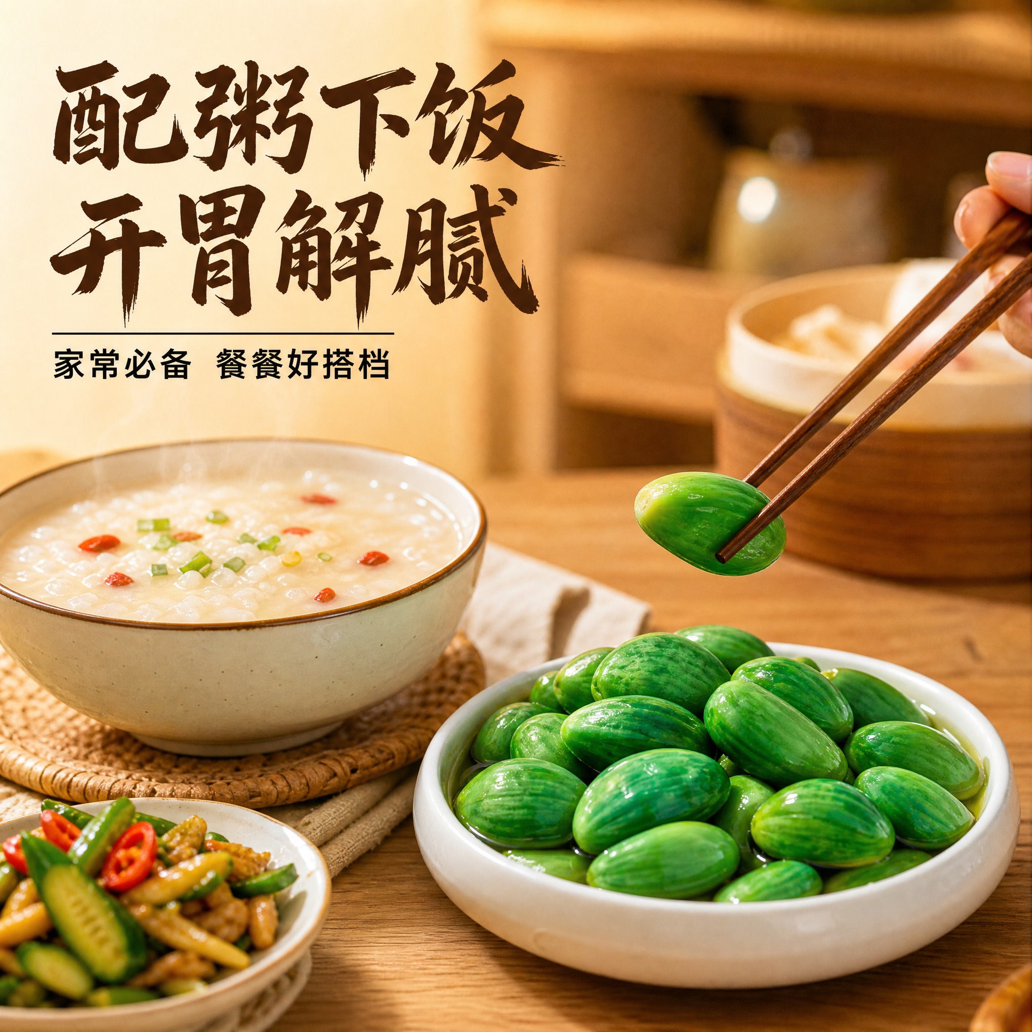 [主图-4] 腊八蒜食用场景图，任务是展示搭配家常饭菜的真实食… - 图片创意预览