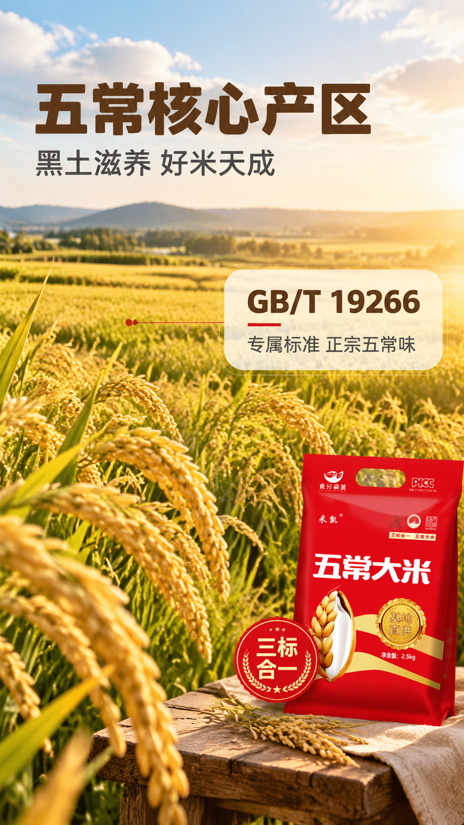 [商品] 使用【图1】食分碗美五常大米红色袋装包装作为辅助元素… - 图片创意预览