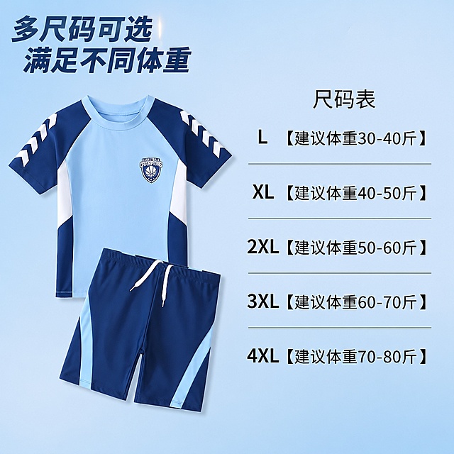 「图片1」，生成一套主图（5张），商品名称是儿童泳衣，卖点是高效防晒分体，适配淘宝/天猫平台，主图比例为1:1「图片1」