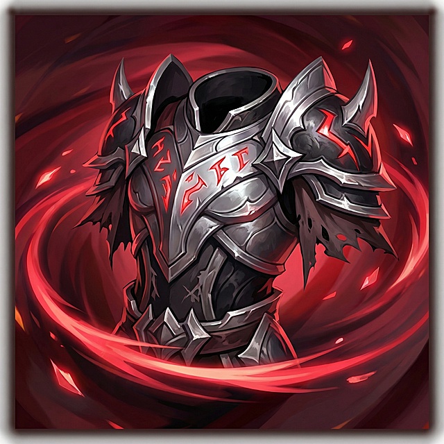 根据这个图片的风格将中间的长矛改成一个上衣装备的图标，要求细节刻画精致