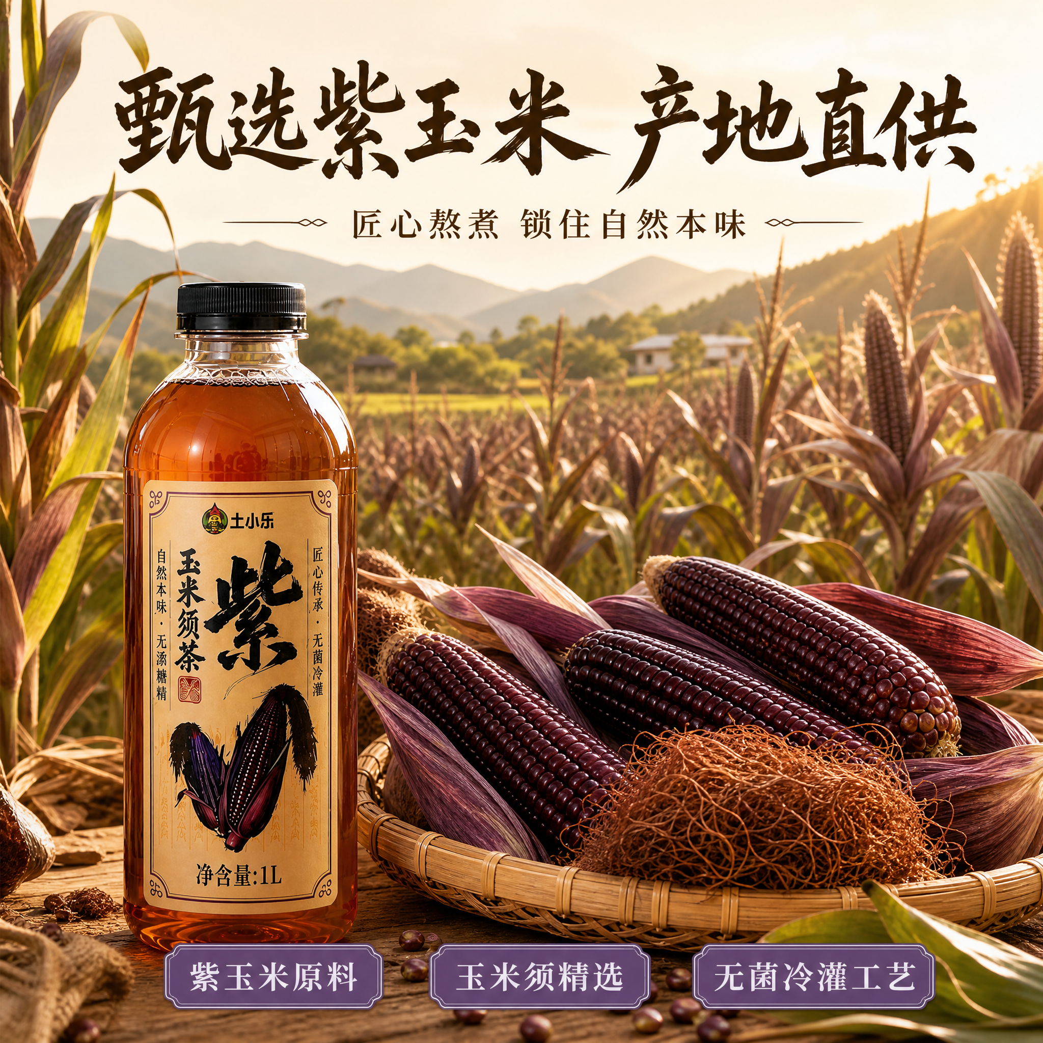 [主图-2] 产地原料溯源-土小乐紫玉米须茶产地直供。 [氛围… - 图片创意预览