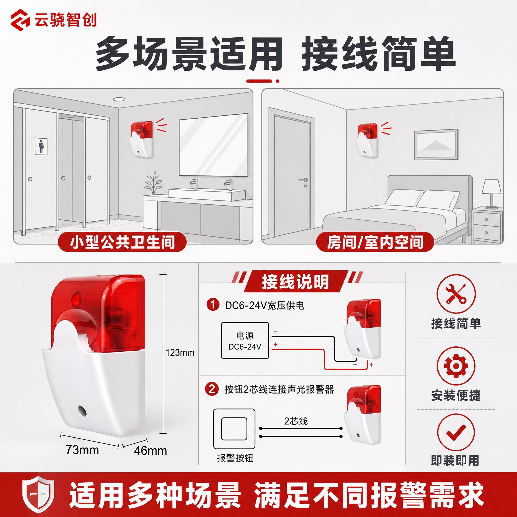 [主图-4] 适用场景与安装接线示意图，展示产品的使用场景和接… - 图片创意预览