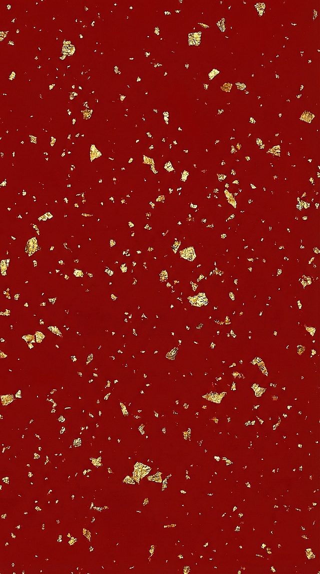 红色纯色背景 上面有随机很小的金色的金箔飘落 肌理效果鎏金