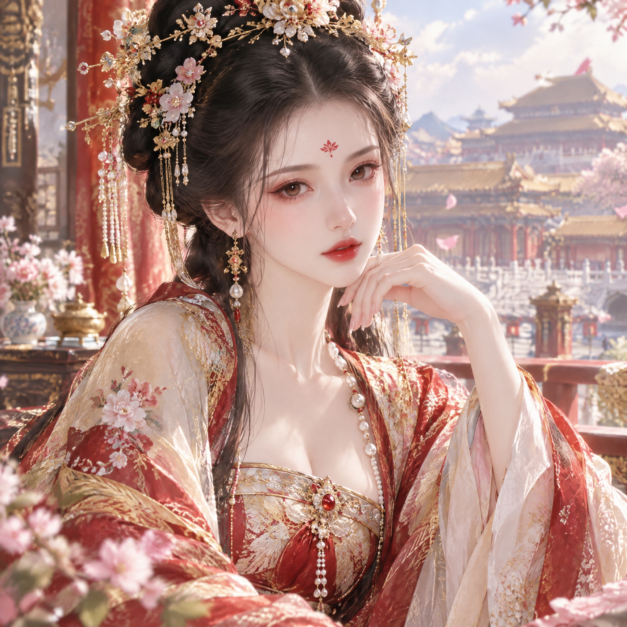 爱妃，古风宫廷美人，华丽古装，精致妆容，优雅气质，唯美画风 - 图片创意预览