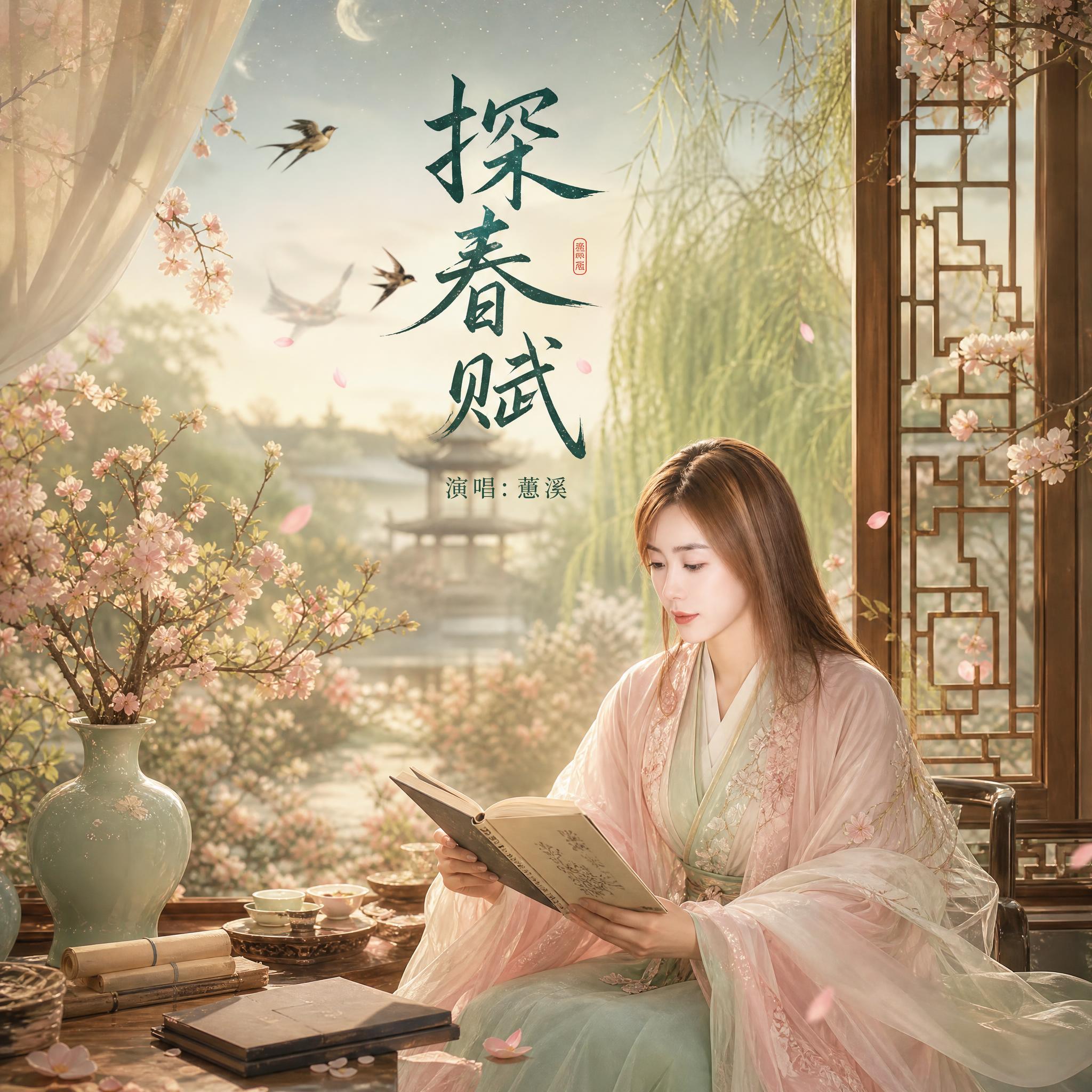 古风音乐专辑封面，以参考图中的女歌手蕙溪为主体，保留人物面部特… - 图片创意预览