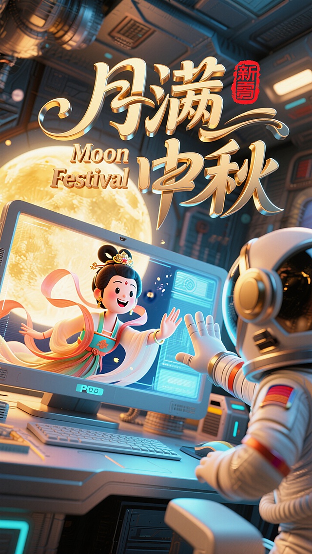 中秋嫦娥和宇航员