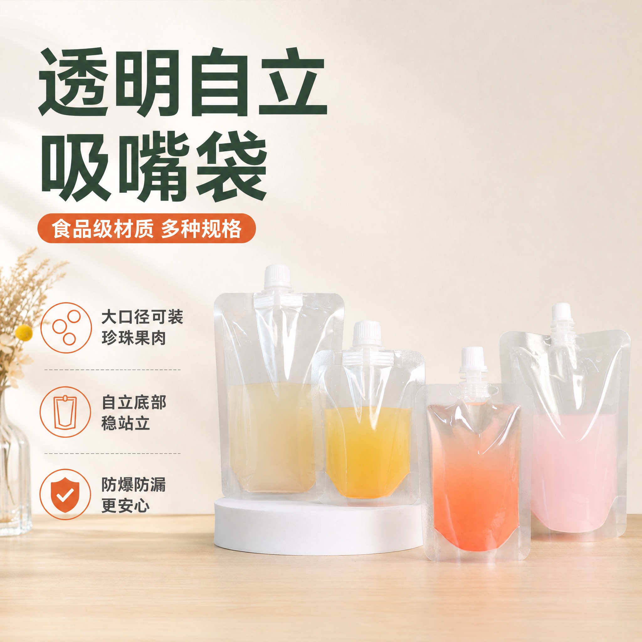 [主图-1] 透明自立吸嘴袋 首图产品识别与购买欲 多规格展示… - 图片创意预览