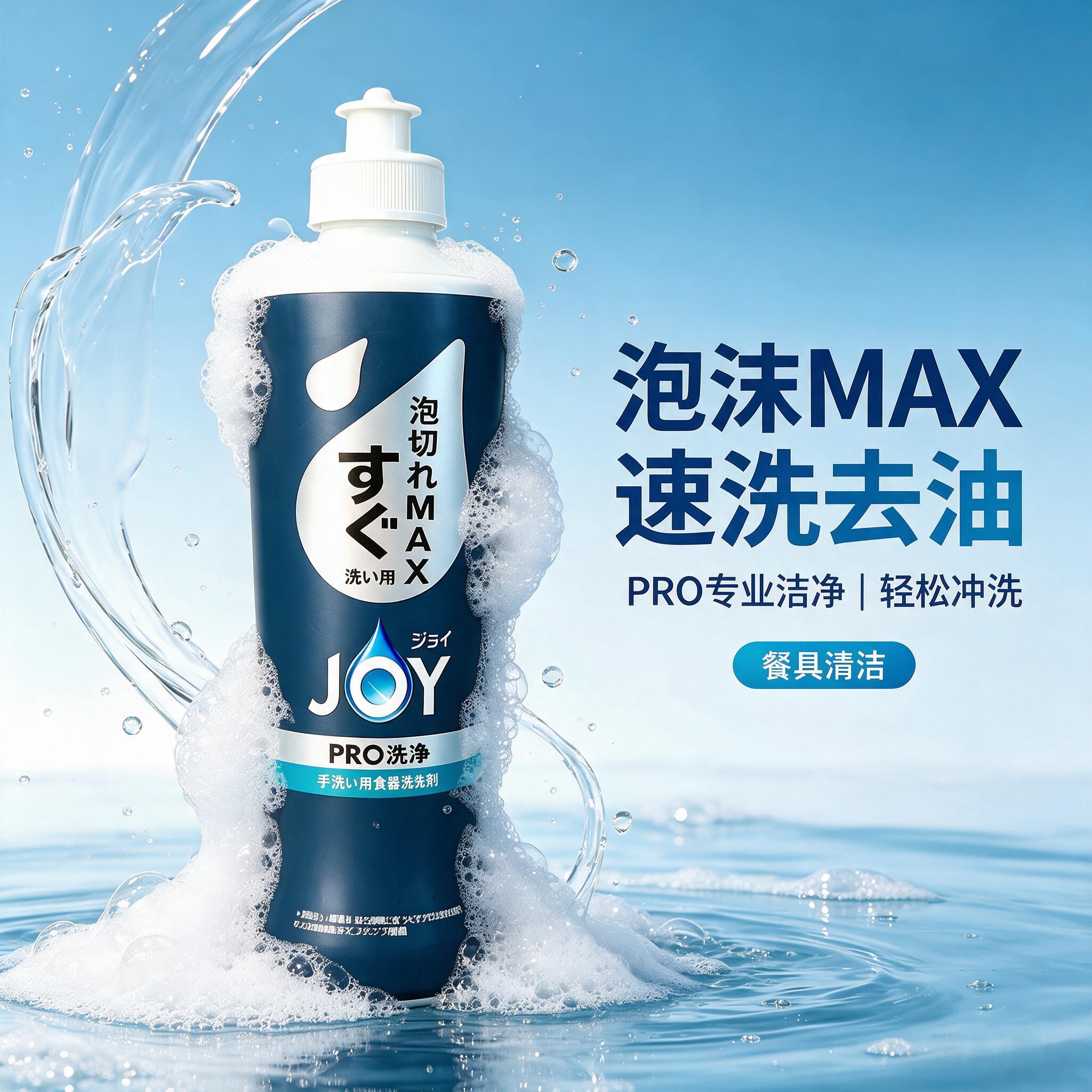 参考第二张图的模板构图与风格，将第一张图的JOY洗洁精产品融入… - 图片创意预览
