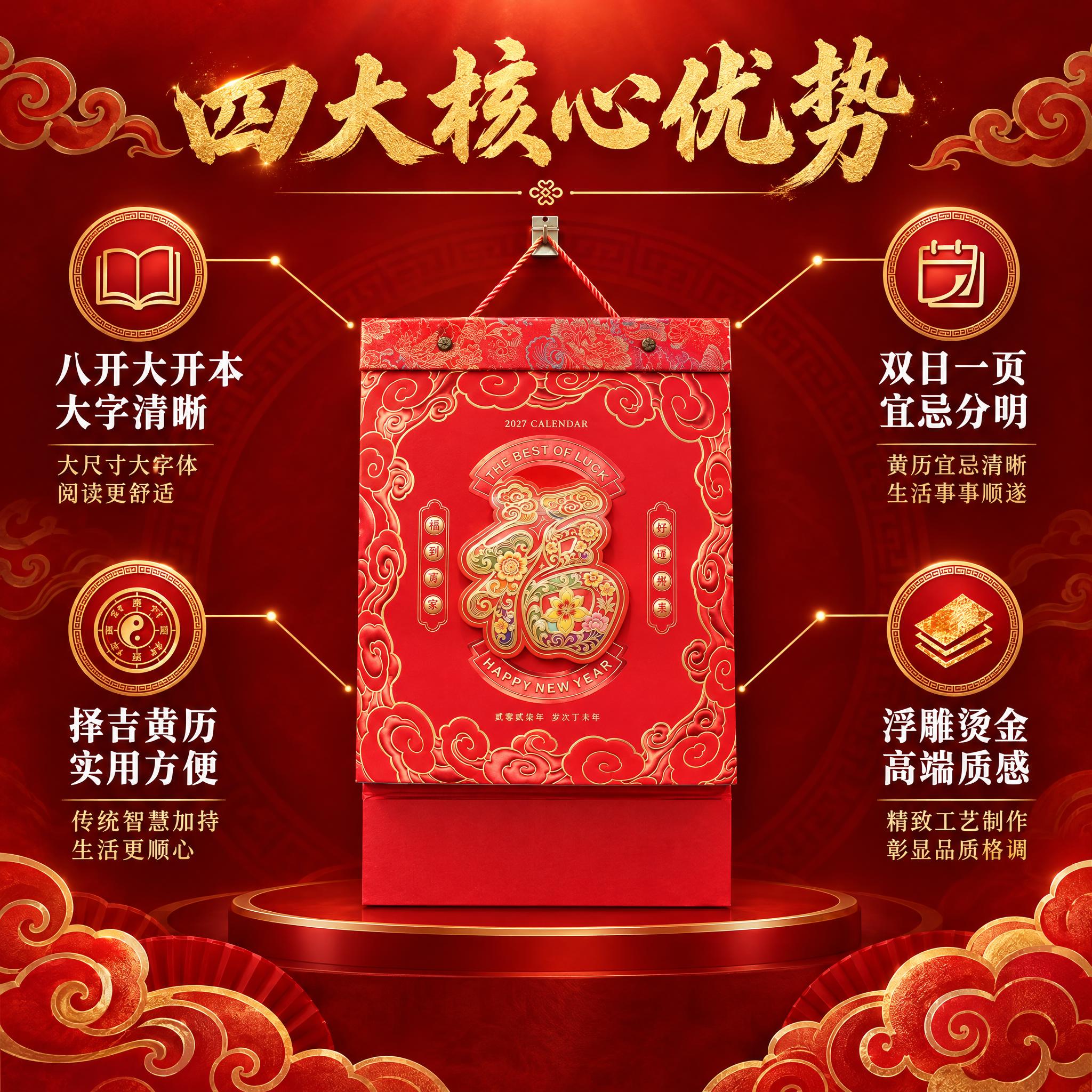 [主图-2] 核心亮点展示，突出撕历的四大核心功能优势。 [统… - 图片创意预览