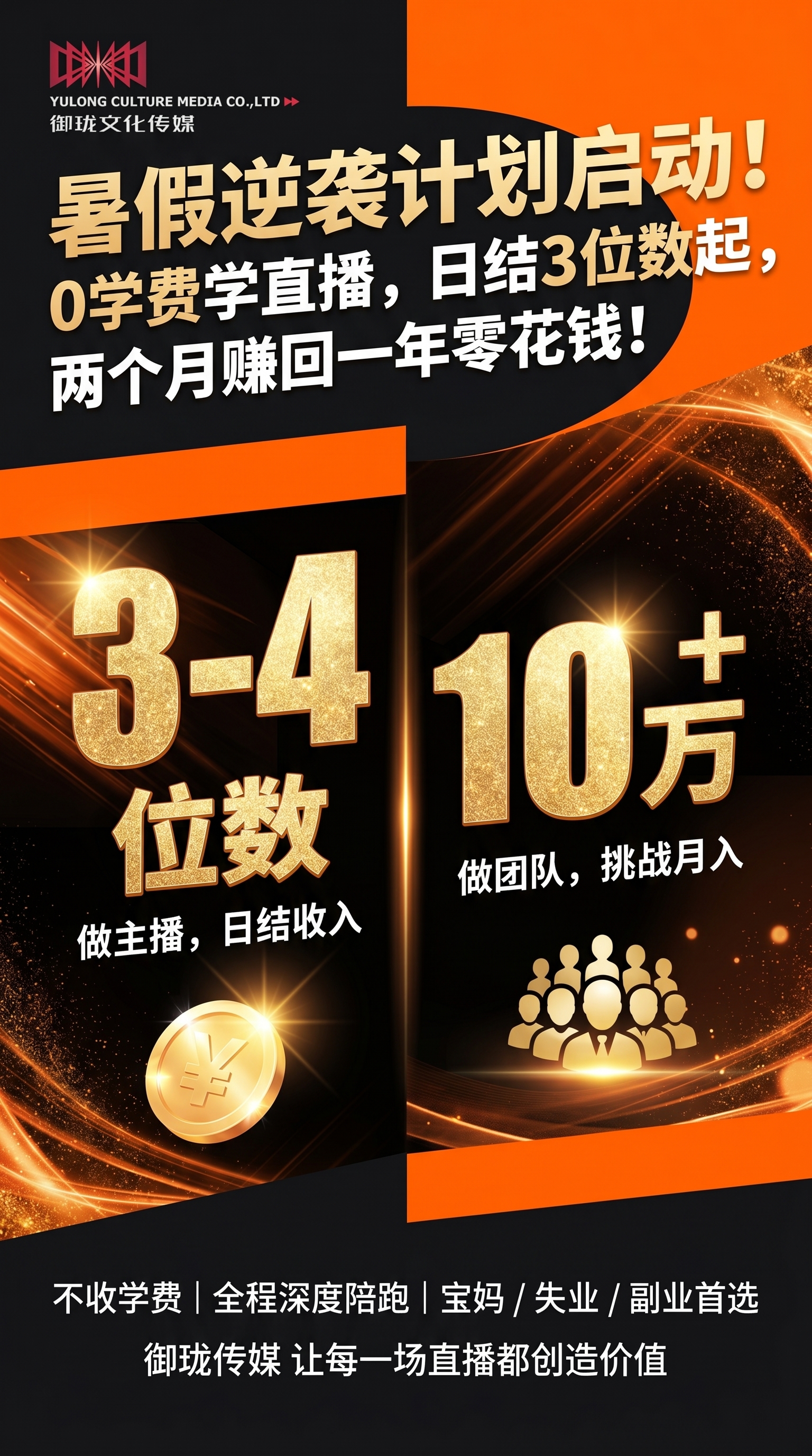 6. 机会吸引型海报，左上角放置提供的御珑文化传媒logo和完… - 图片创意预览