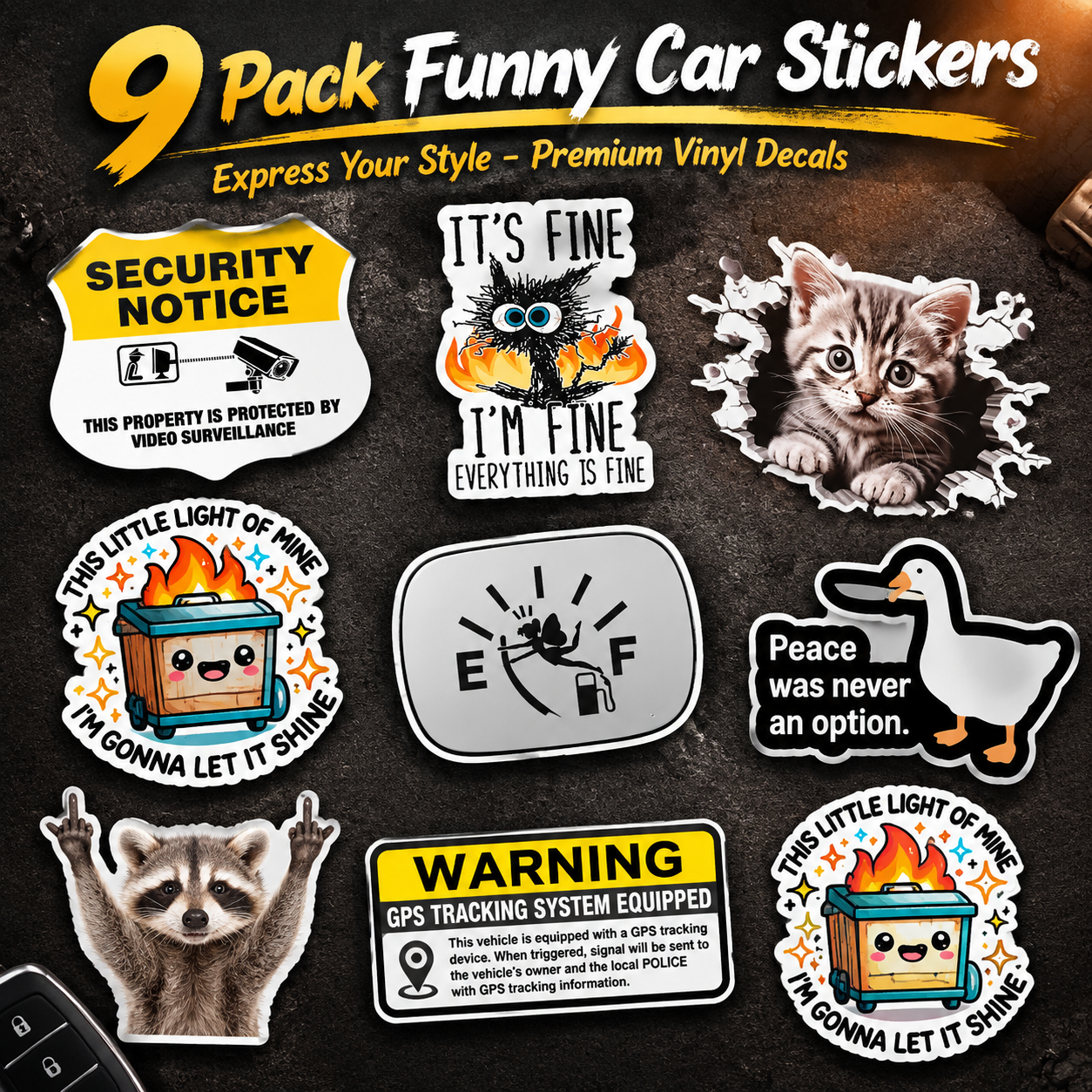 Funny car sticker collection sh… - 图片创意预览