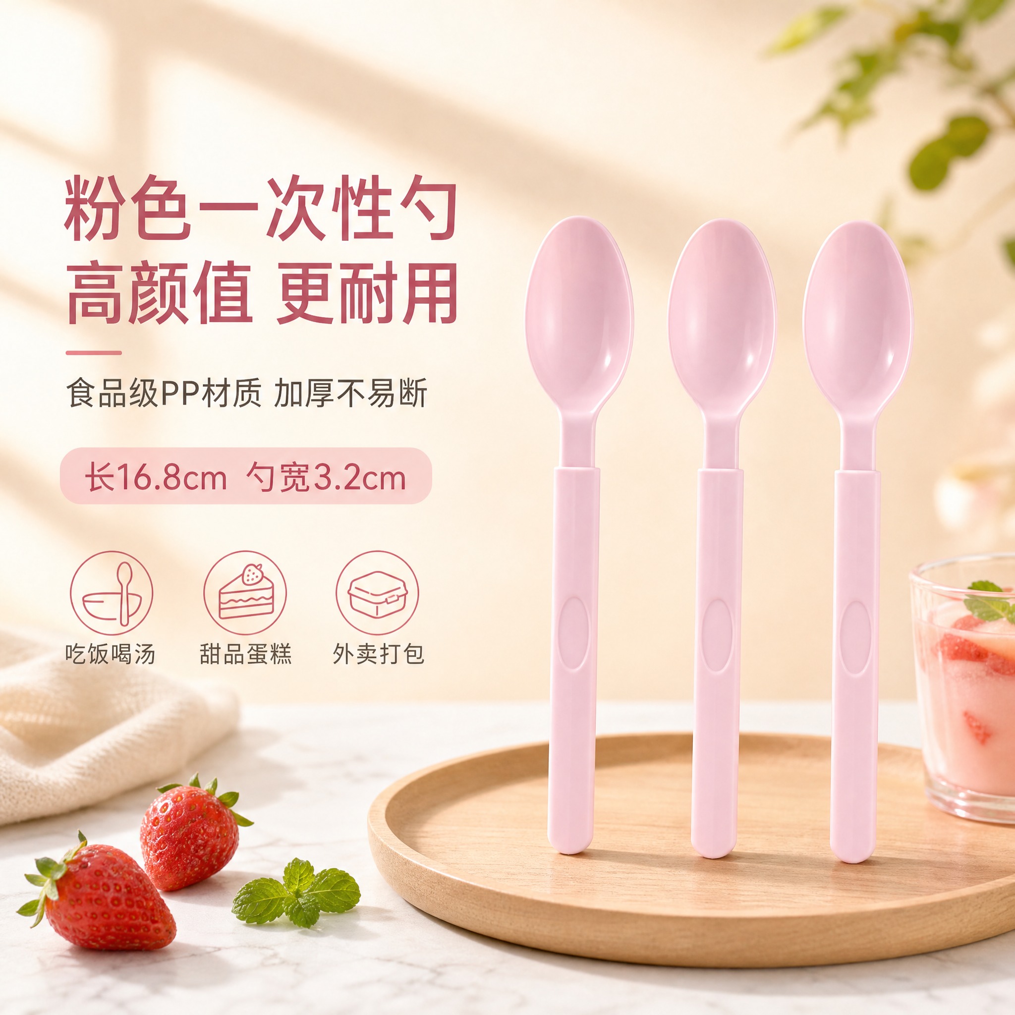 [单张主图] 一次性粉色170勺 淘宝1:1电商主图 简约日常… - 图片创意预览
