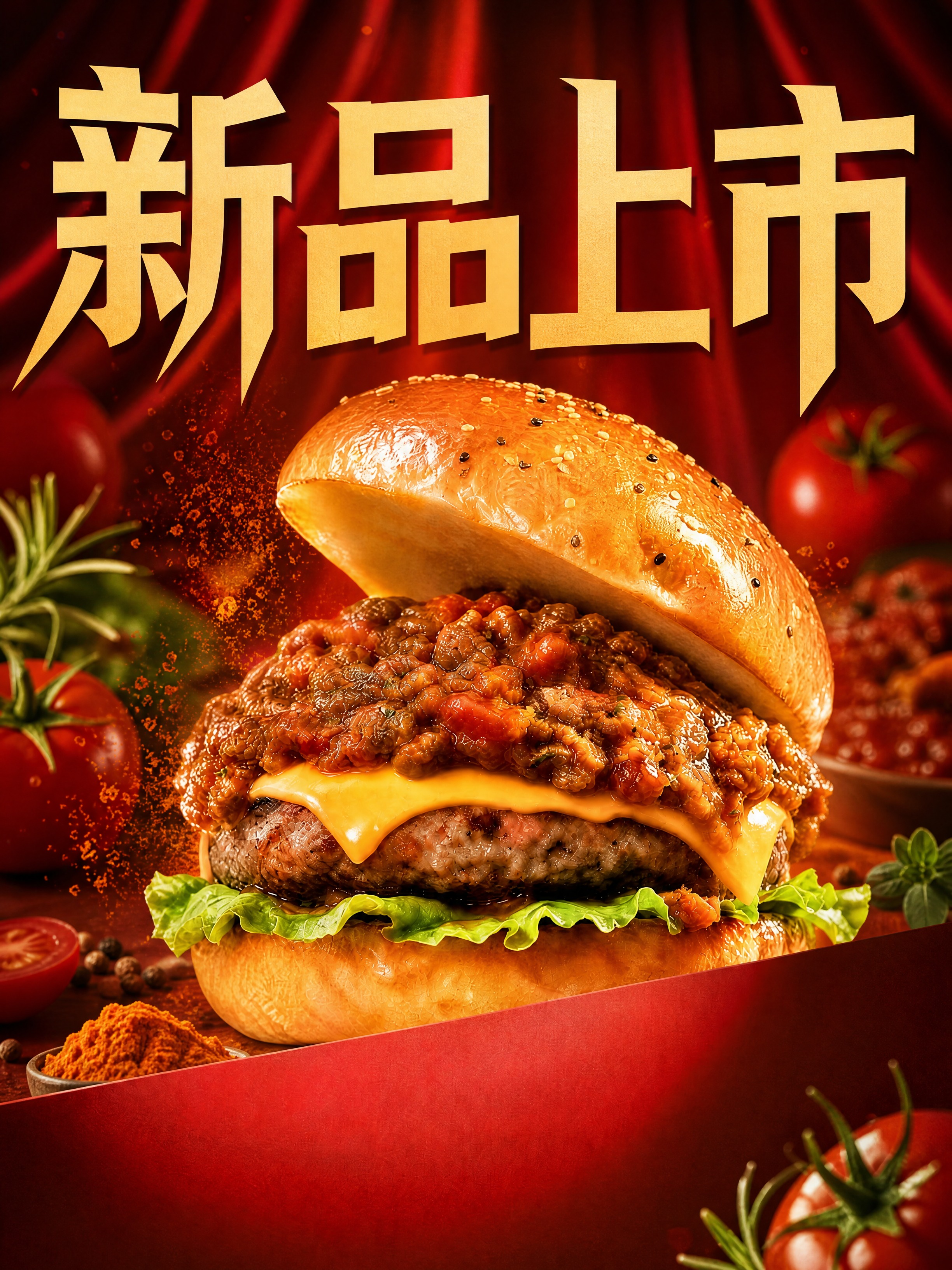 基于参考图进行修改：1. 顶部大标题改为"新品上市"四个大字，… - 图片创意预览