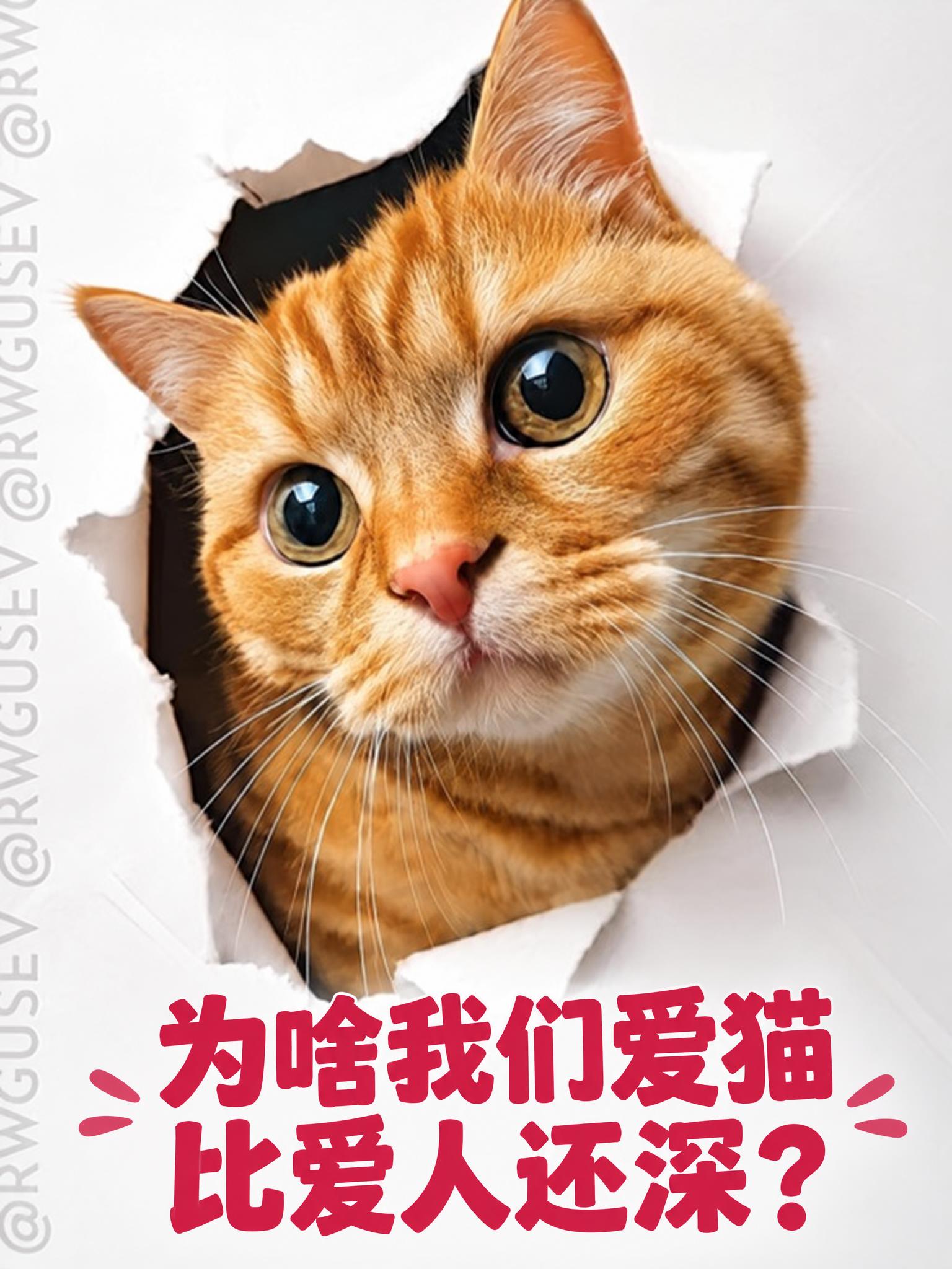 保持图片上方的橘猫撕纸头像、背景、撕纸效果、左侧水印以及文字的… - 图片创意预览