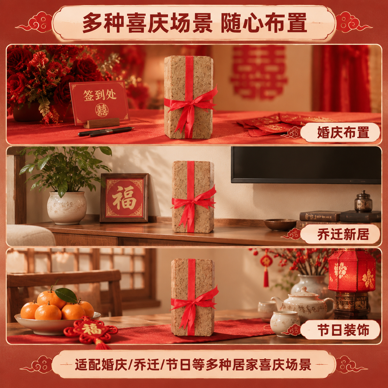 [商品] 使用【图1】【图2】红砖捆红绳喜庆摆件；保留红砖长方… - 图片创意预览