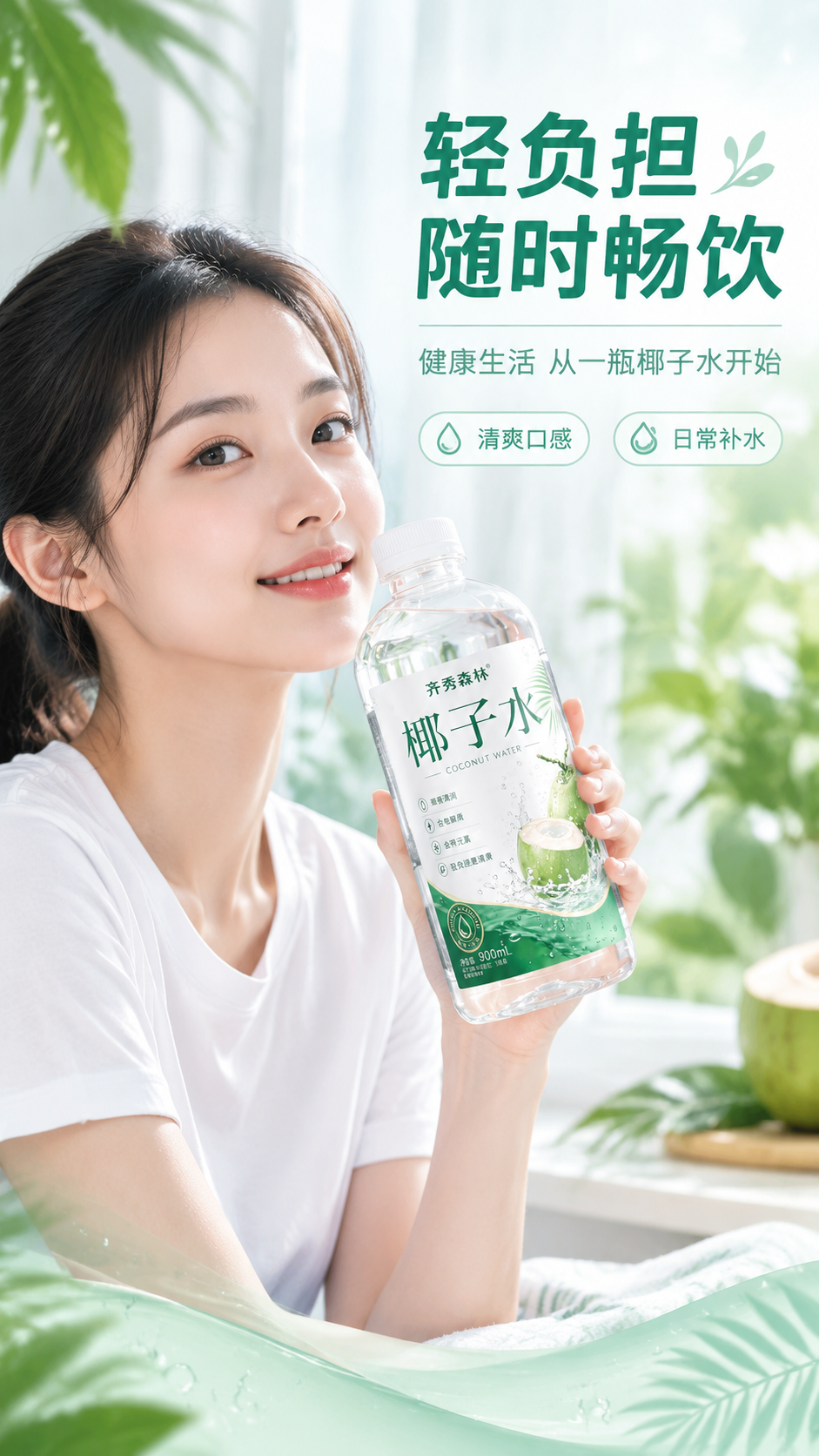 [商品] 使用【图1】齐秀森林椰子水产品图；保留透明瓶身、白色… - 图片创意预览