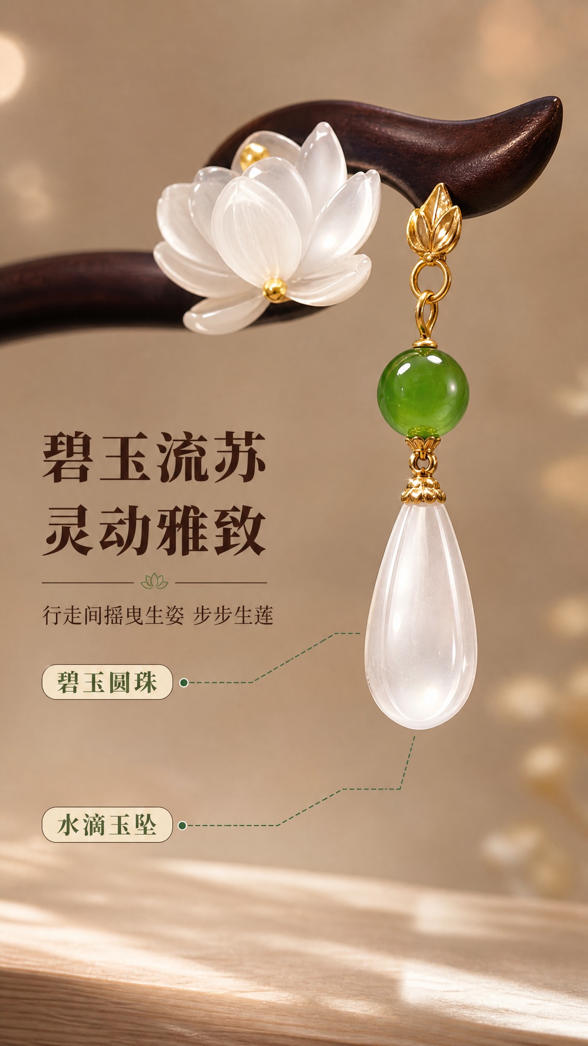 [商品] 使用【图1】黑檀木莲花流苏发簪；重点保留并放大流苏吊… - 图片创意预览