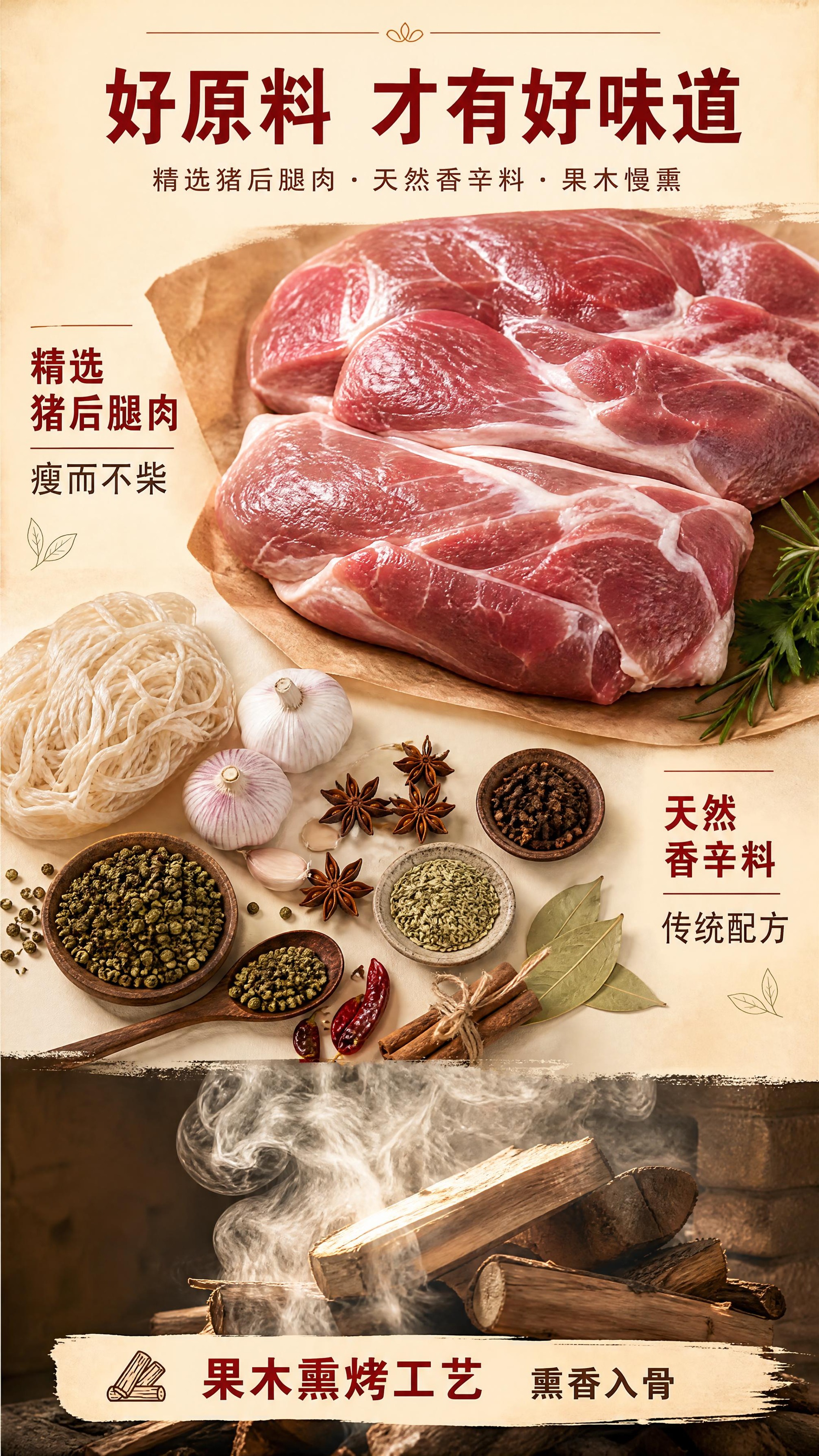 [第2张] 详情页成分/产地页-哈尔滨风味红肠原料工艺展示。本… - 图片创意预览
