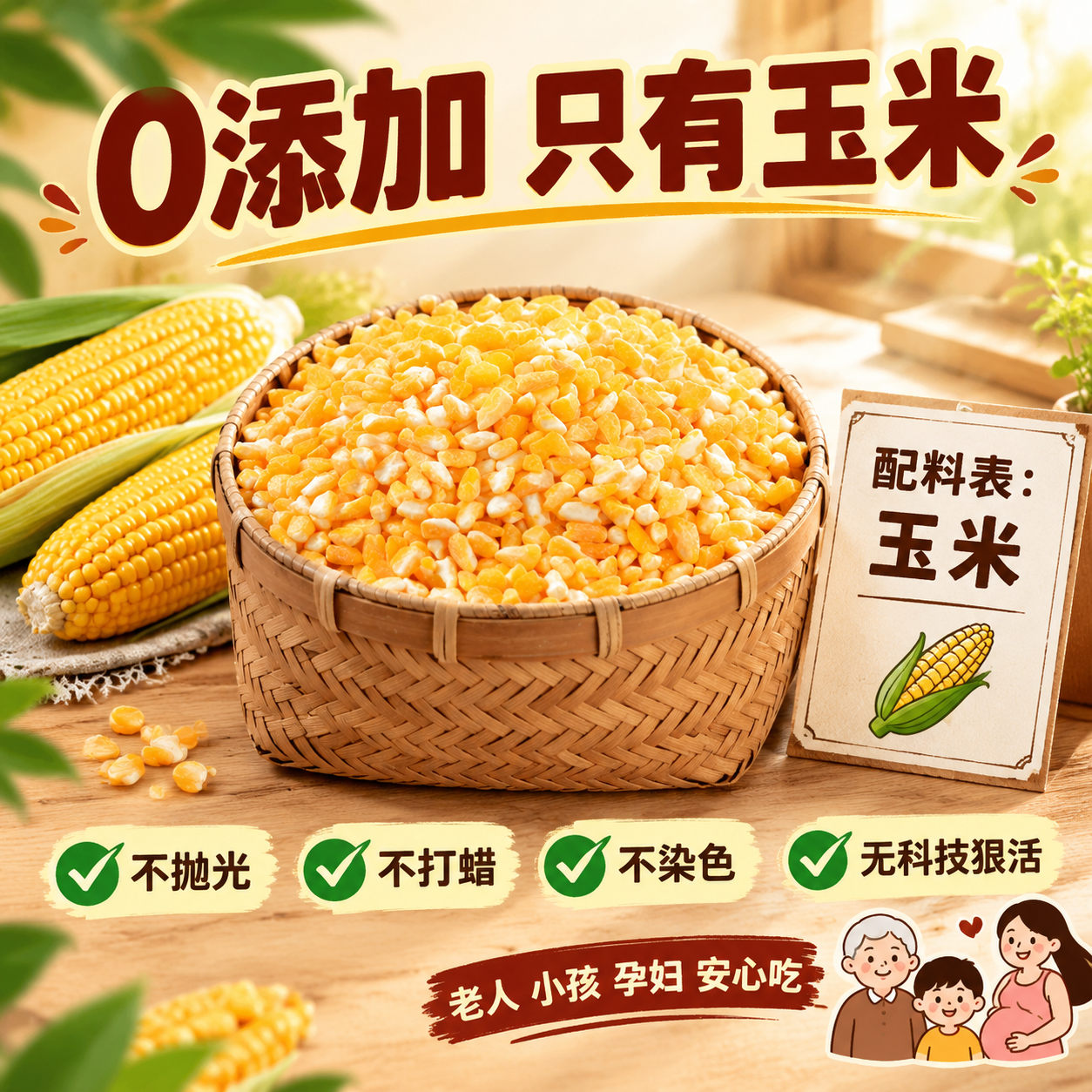 [主图-4] 0添加安全承诺图，核心任务：强调配料只有玉米，0… - 图片创意预览