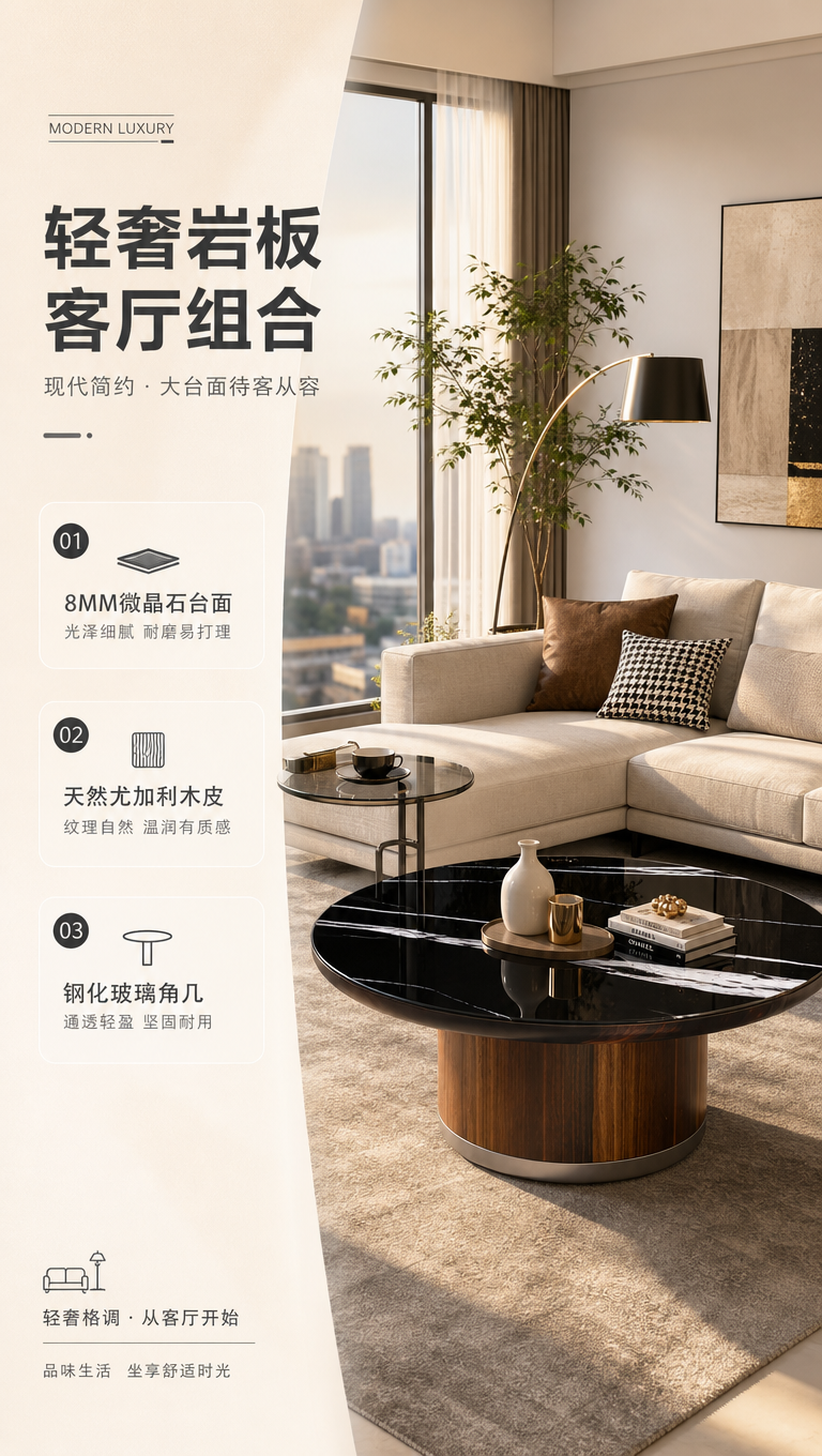 [商品] 使用【图1】大圆几DC-8871，保留圆形黑色微晶石… - 图片创意预览