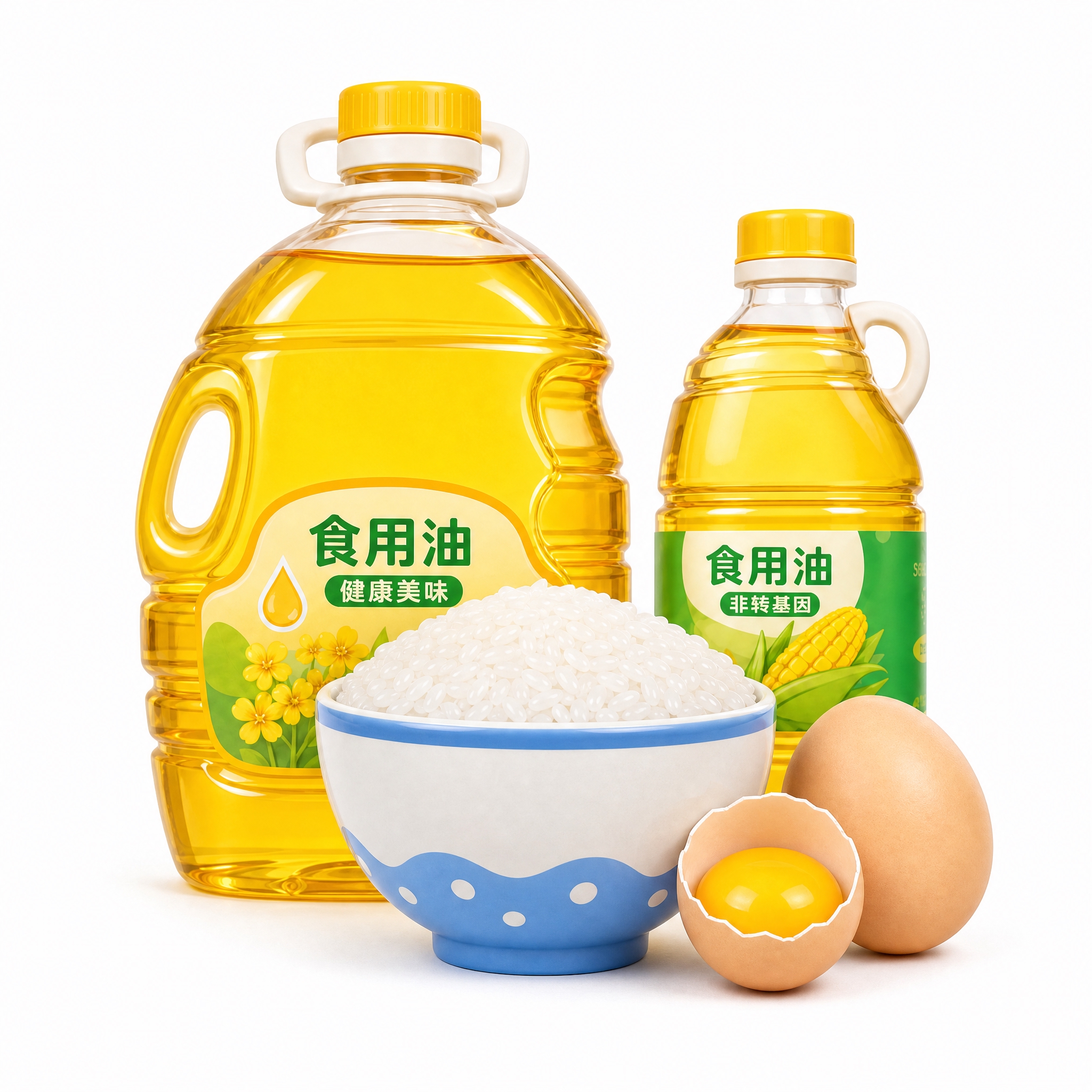 重新生成米面粮油图标，去掉可爱的小表情，保持写实的3D卡通风格… - 图片创意预览