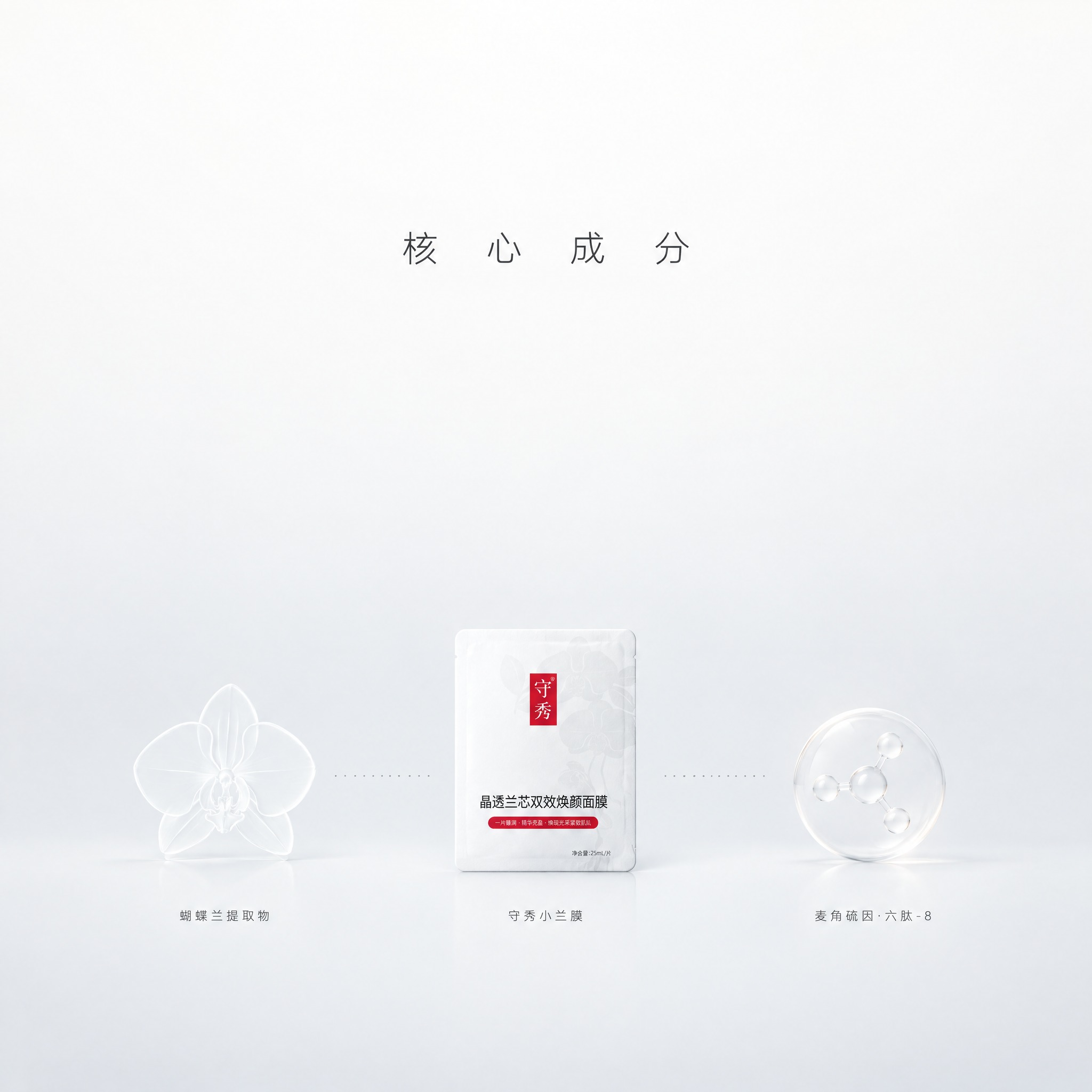 [主图-2] 守秀 小兰膜 蝴蝶兰麦角硫因补水紧致双效焕颜面膜… - 图片创意预览