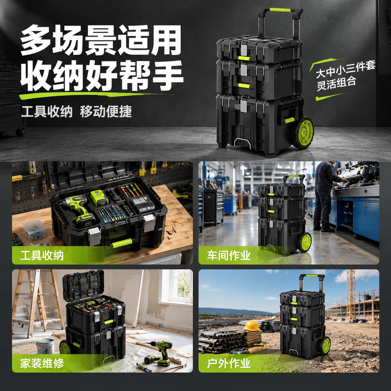 [主图-4] 多场景应用+内部收纳图，主题：多场景适用 收纳好… - 图片创意预览