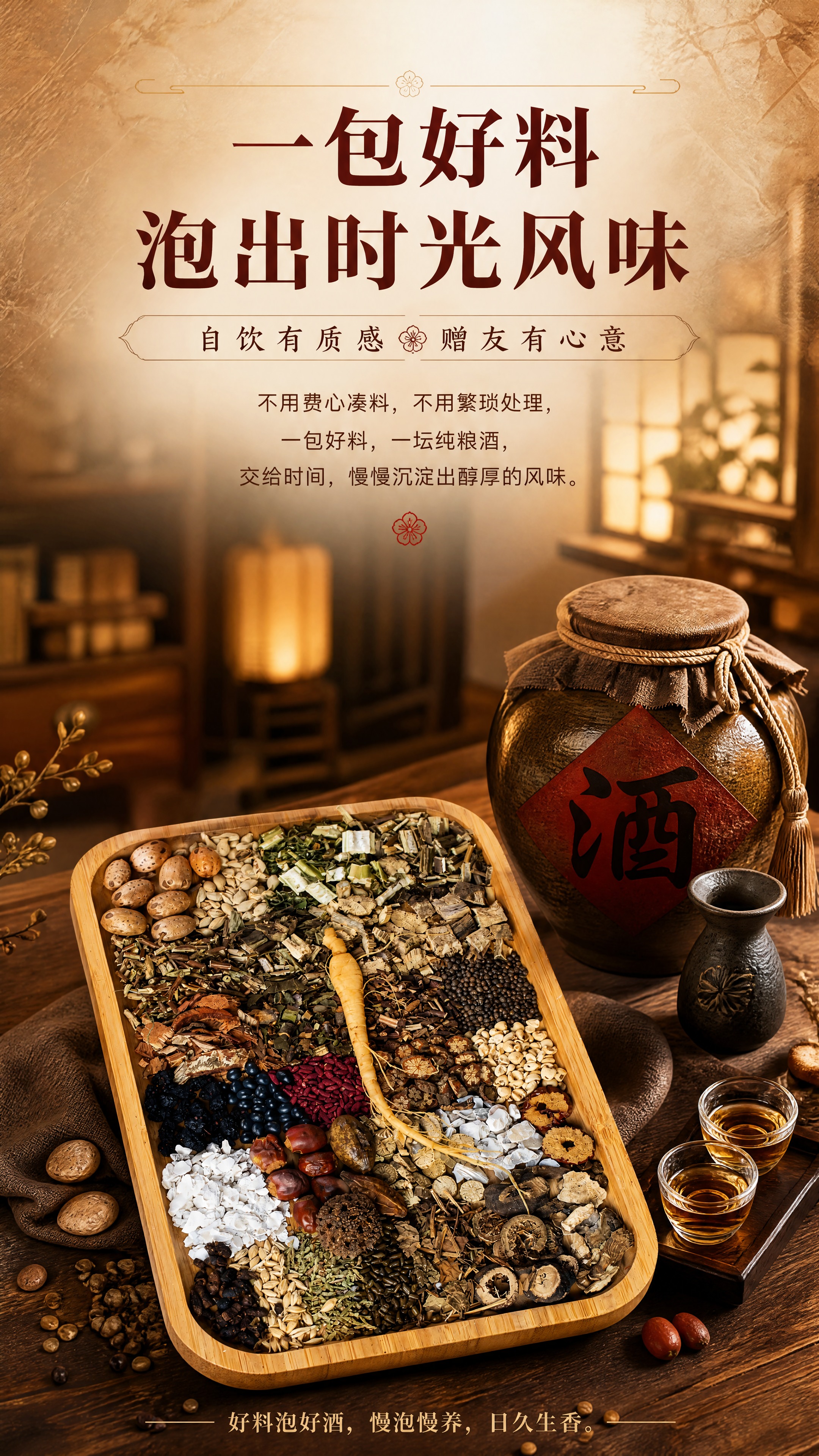 [商品] 使用【图1】32味泡酒料草本食材组合；保留竹制托盘和… - 图片创意预览