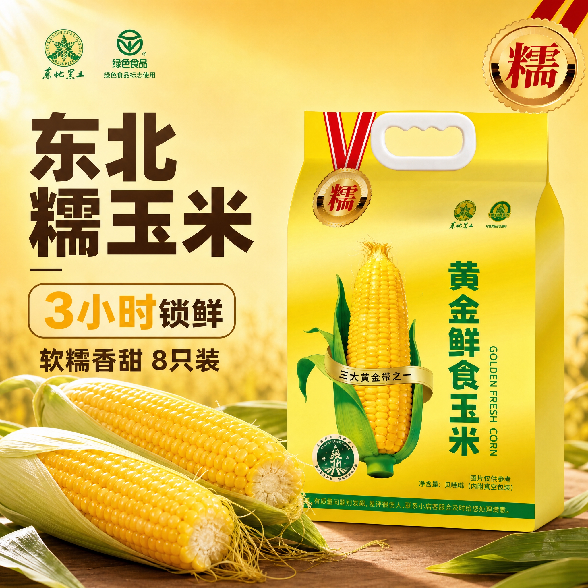[主图-1] 首图点击率，突出东北糯玉米食欲感与3小时锁鲜核心… - 图片创意预览