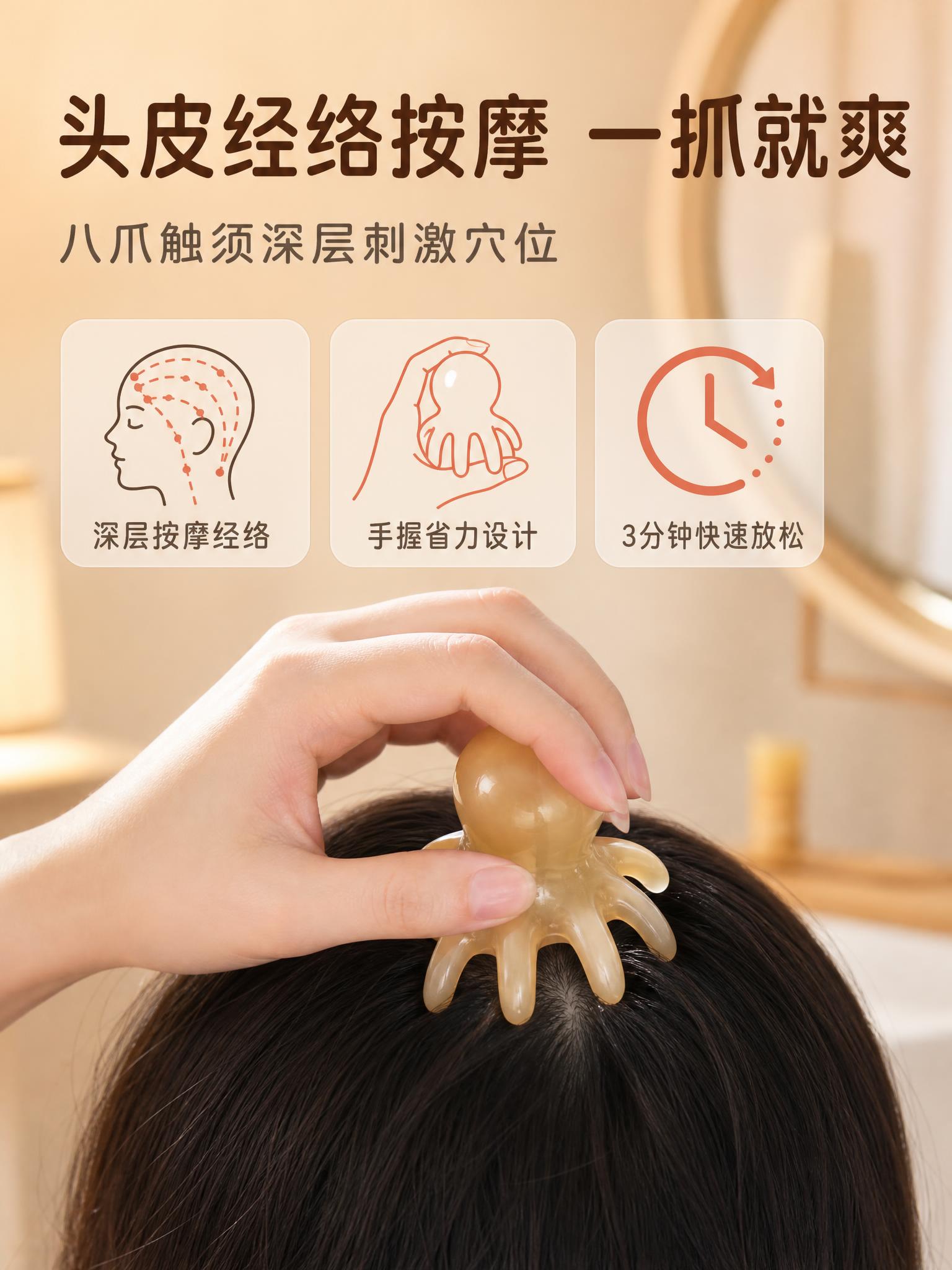 [主图-2] 核心卖点图，主题：按摩头皮经络 省力高效。[统一… - 图片创意预览