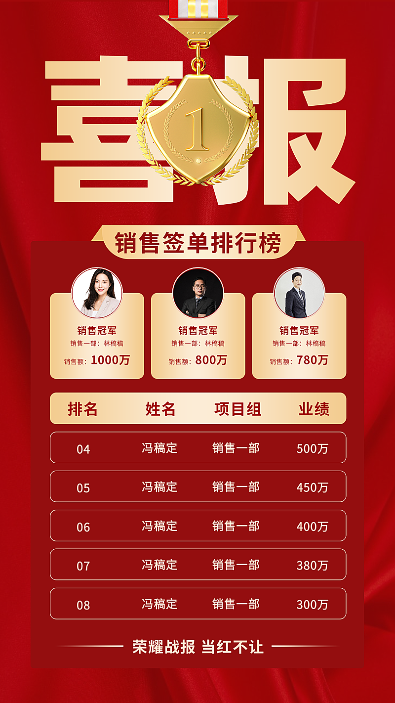 企业公司年中年度喜报竖版海报