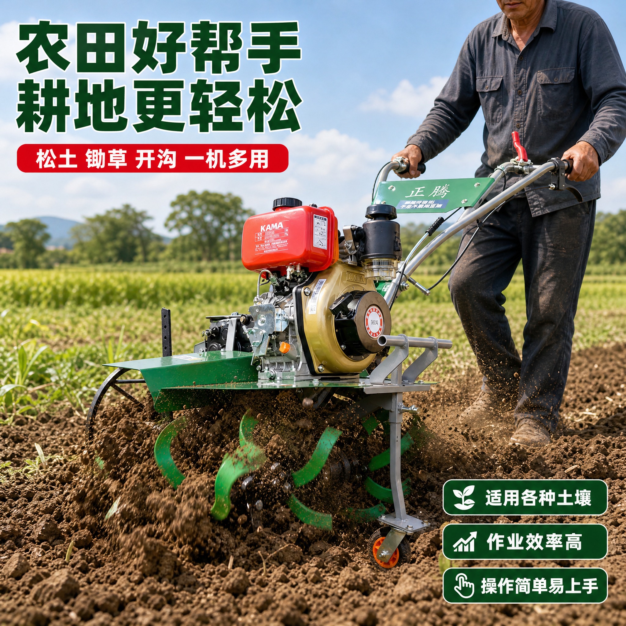 [主图-4] 正腾牌KAMA动力柴油微耕机 农田耕地使用场景图… - 图片创意预览