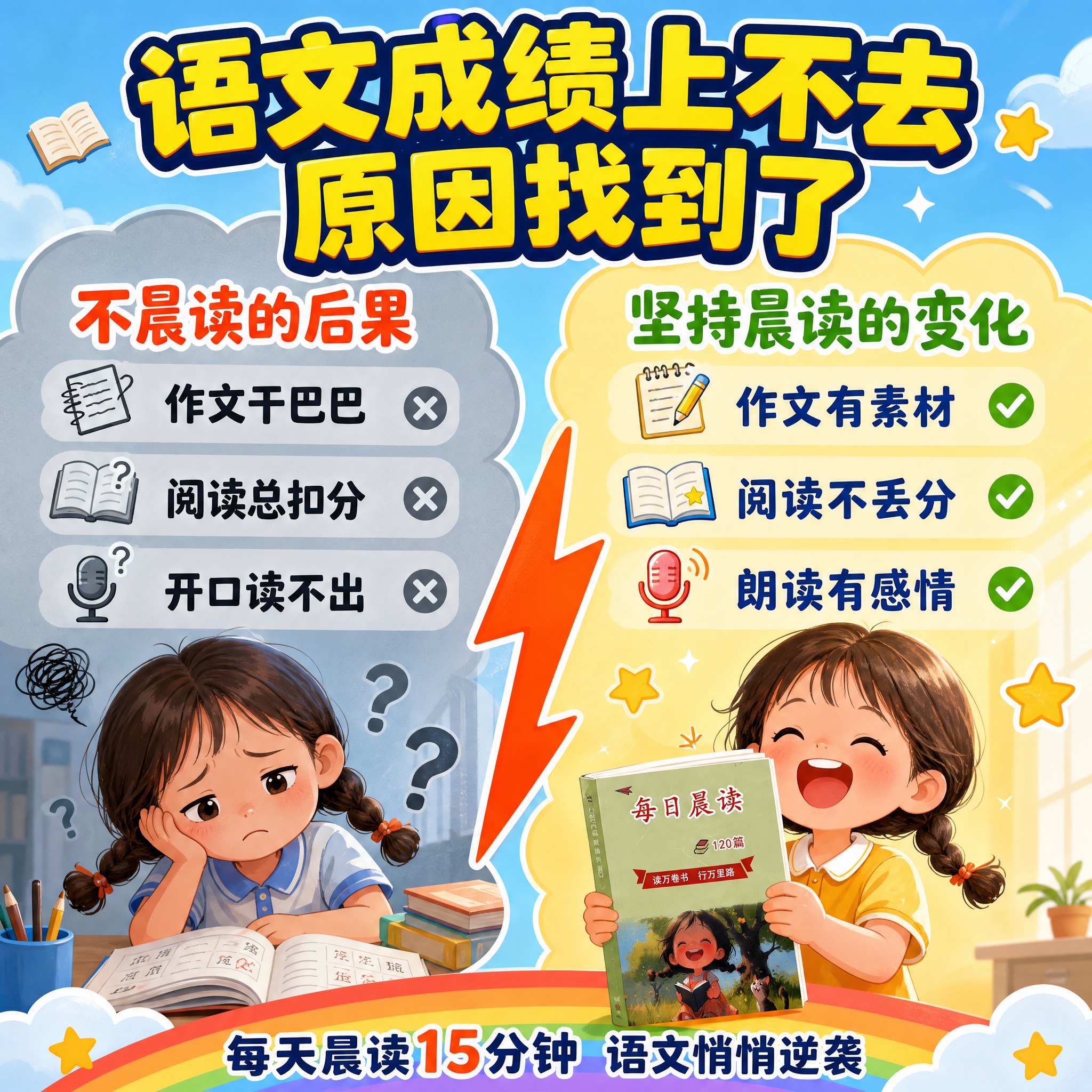 [主图-2] 痛点与学习目标，直击小学生语文学习痛点，展示晨读… - 图片创意预览