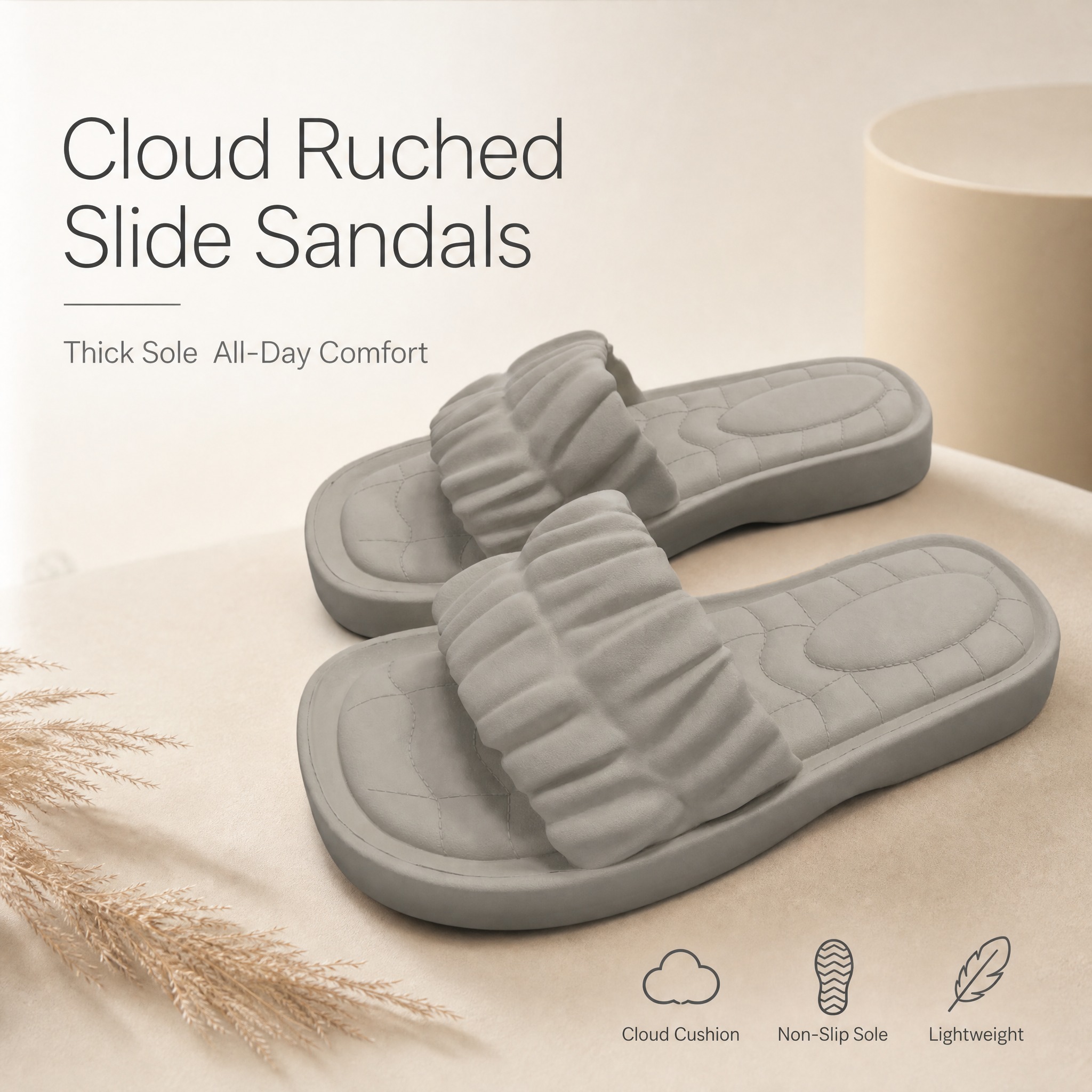 [单张主图] Cloud Ruched Strap Slide… - 图片创意预览