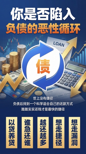 优化这张负债警示图，在背景添加金融相关元素，提升图片整体清晰度，保持原有文字内容和排版不变预览效果