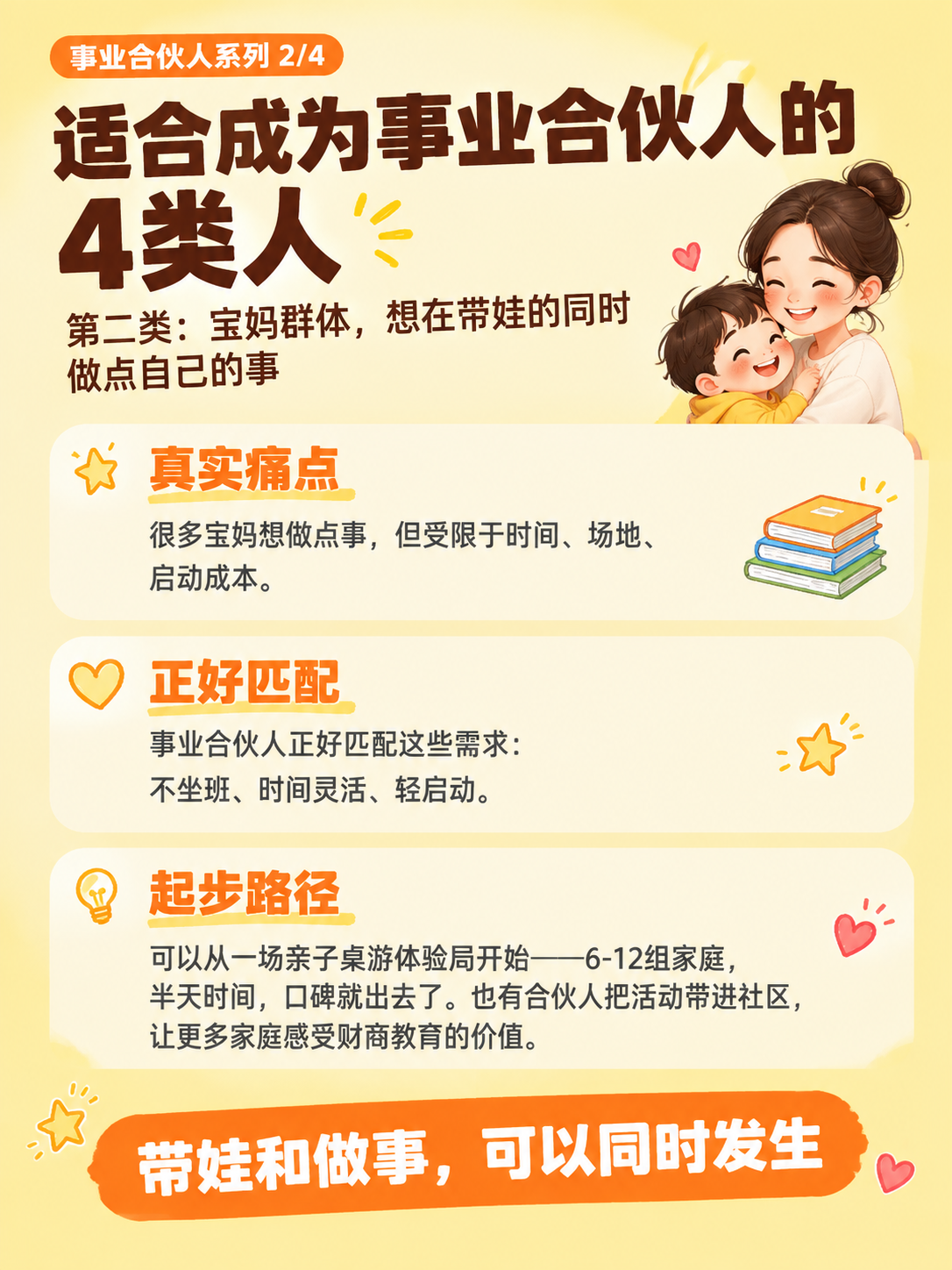 小红书教育商务干货信息图，明亮黄色调，简洁杂志风，与事业合伙人… - 图片创意预览
