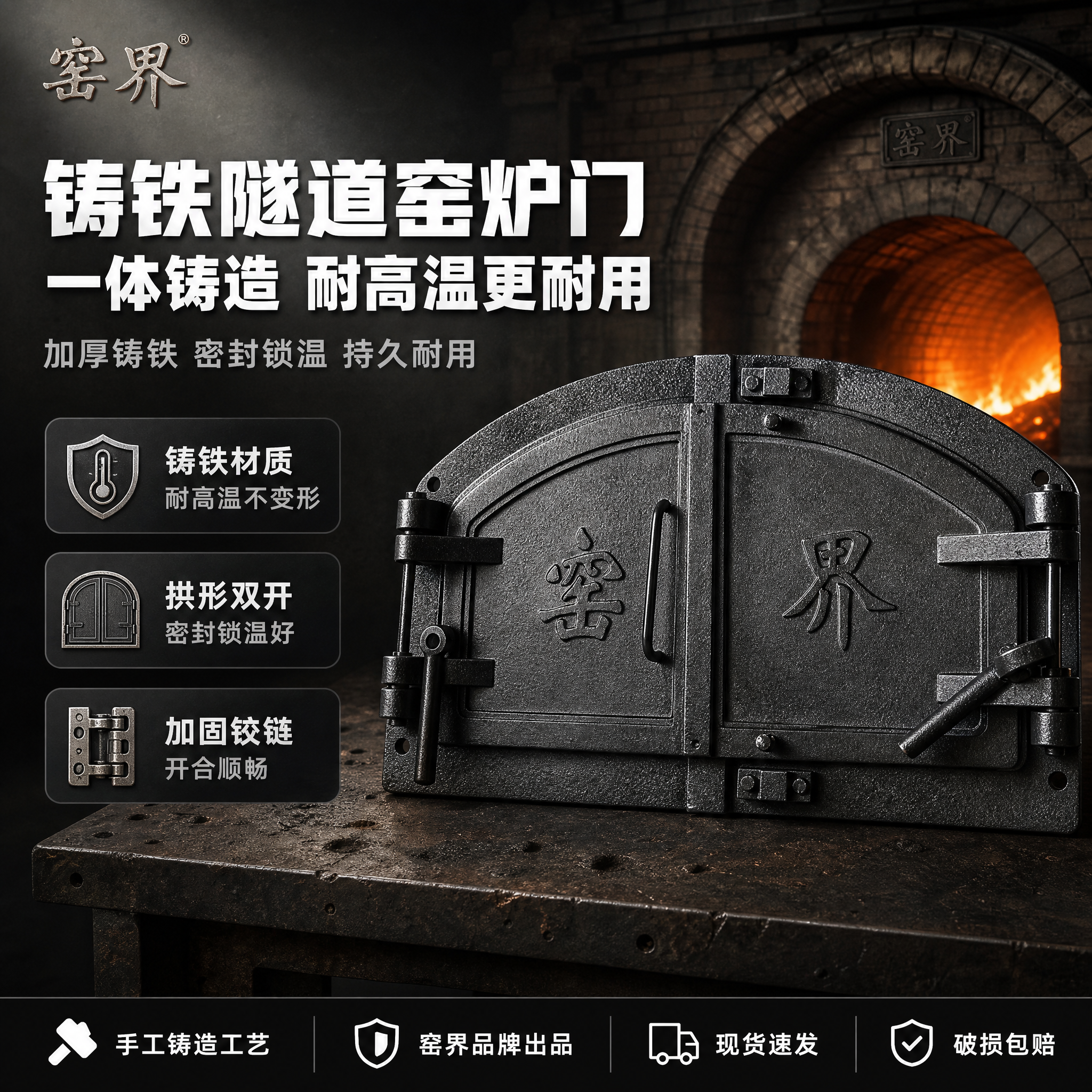 [单张主图] 铸铁隧道窑炉门 爆款促销感主图 左文右品标签参数… - 图片创意预览
