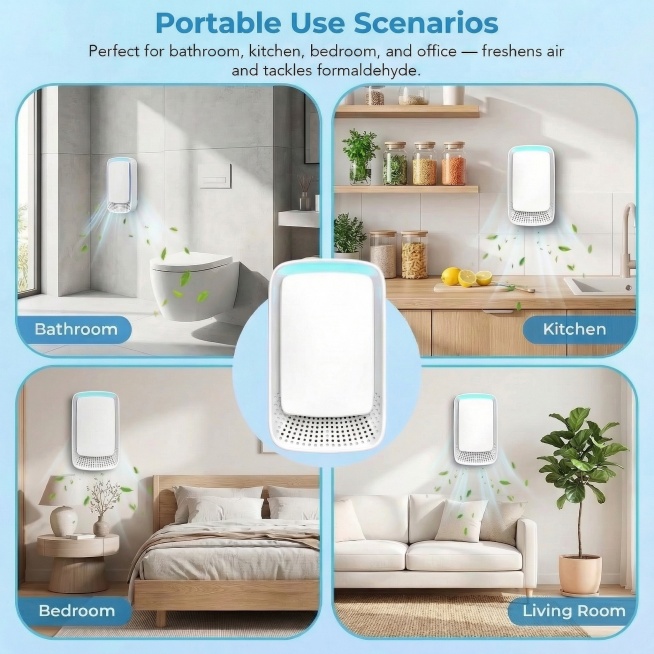 将海报顶部的英文标题"Wide Application"修改为"Portable Use Scenarios"，其余画面内容保持不变预览效果