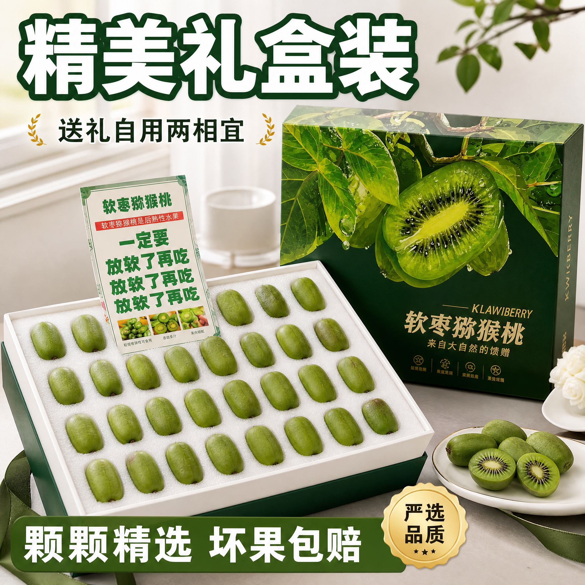 [主图-3] 软枣猕猴桃礼盒装展示图，突出送礼和品质感，抖音1… - 图片创意预览
